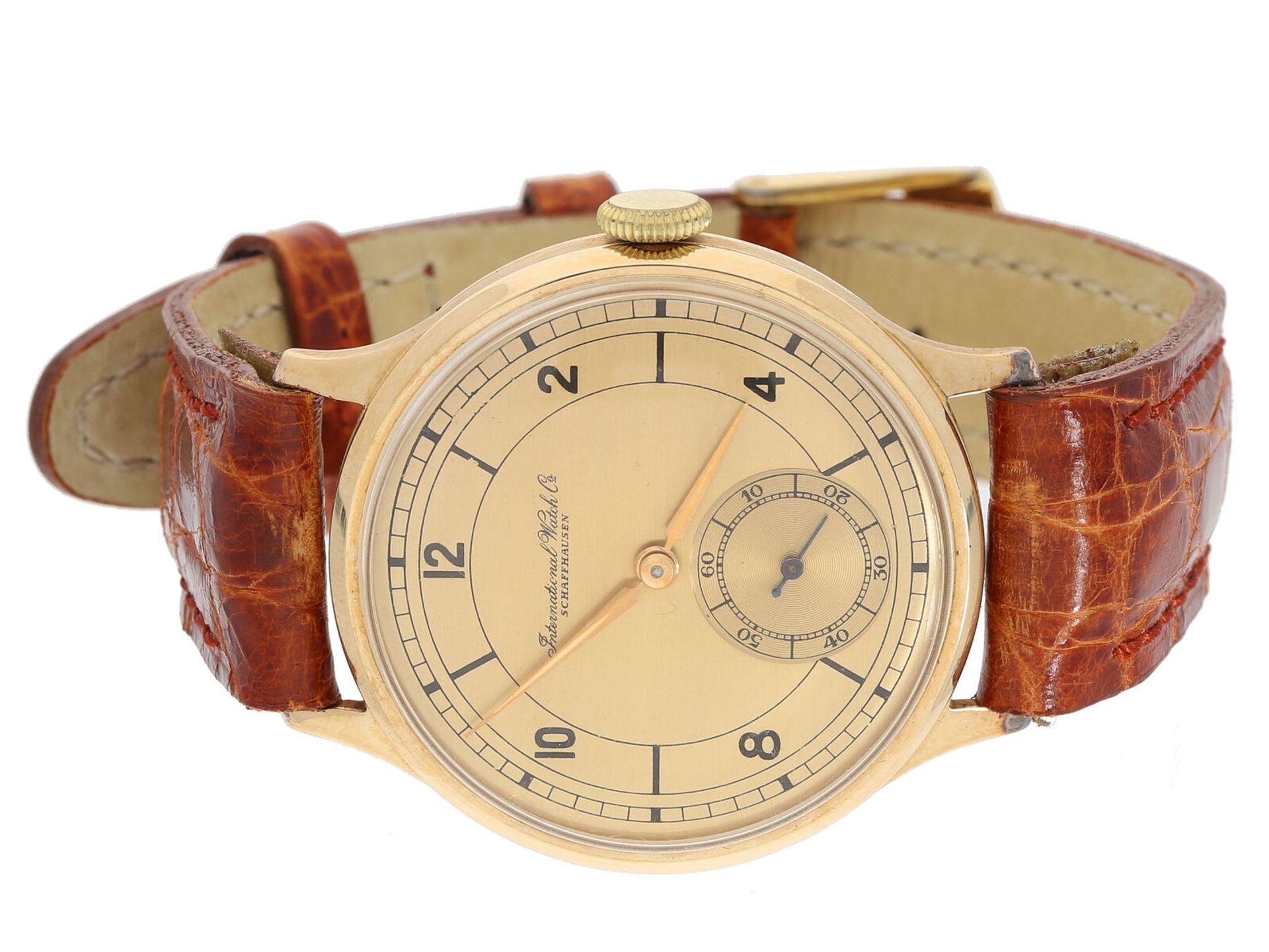 Armbanduhr: seltene, frühe, große goldene IWC Schaffhausen, Kaliber 83, um 1935