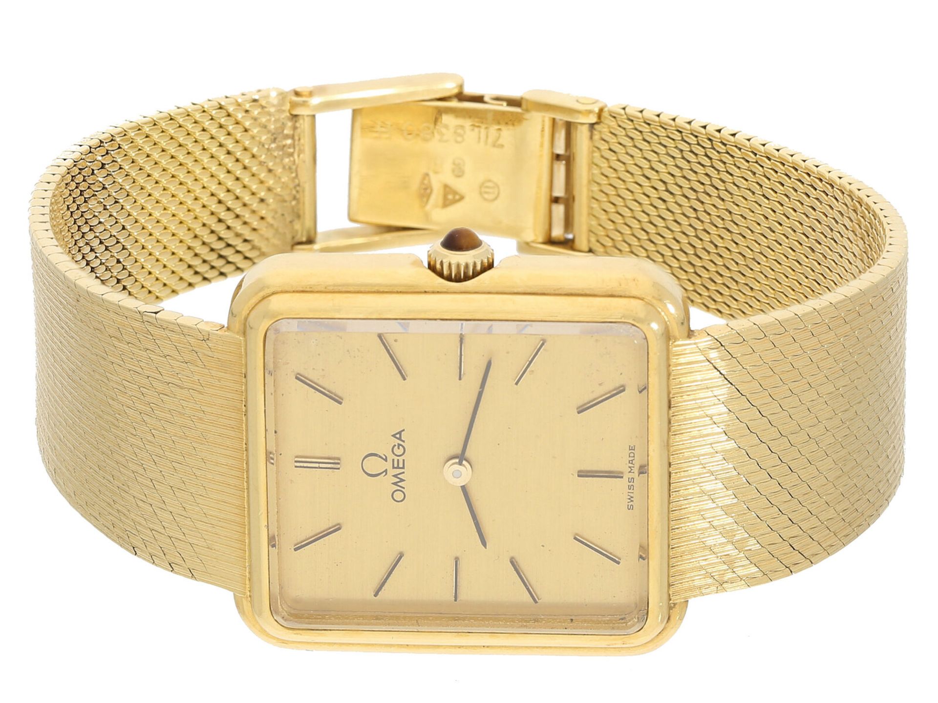 Armbanduhr: elegante, luxuriöse vintage Herrenarmbanduhr von Omega, 18K Gold, Ref. 8380