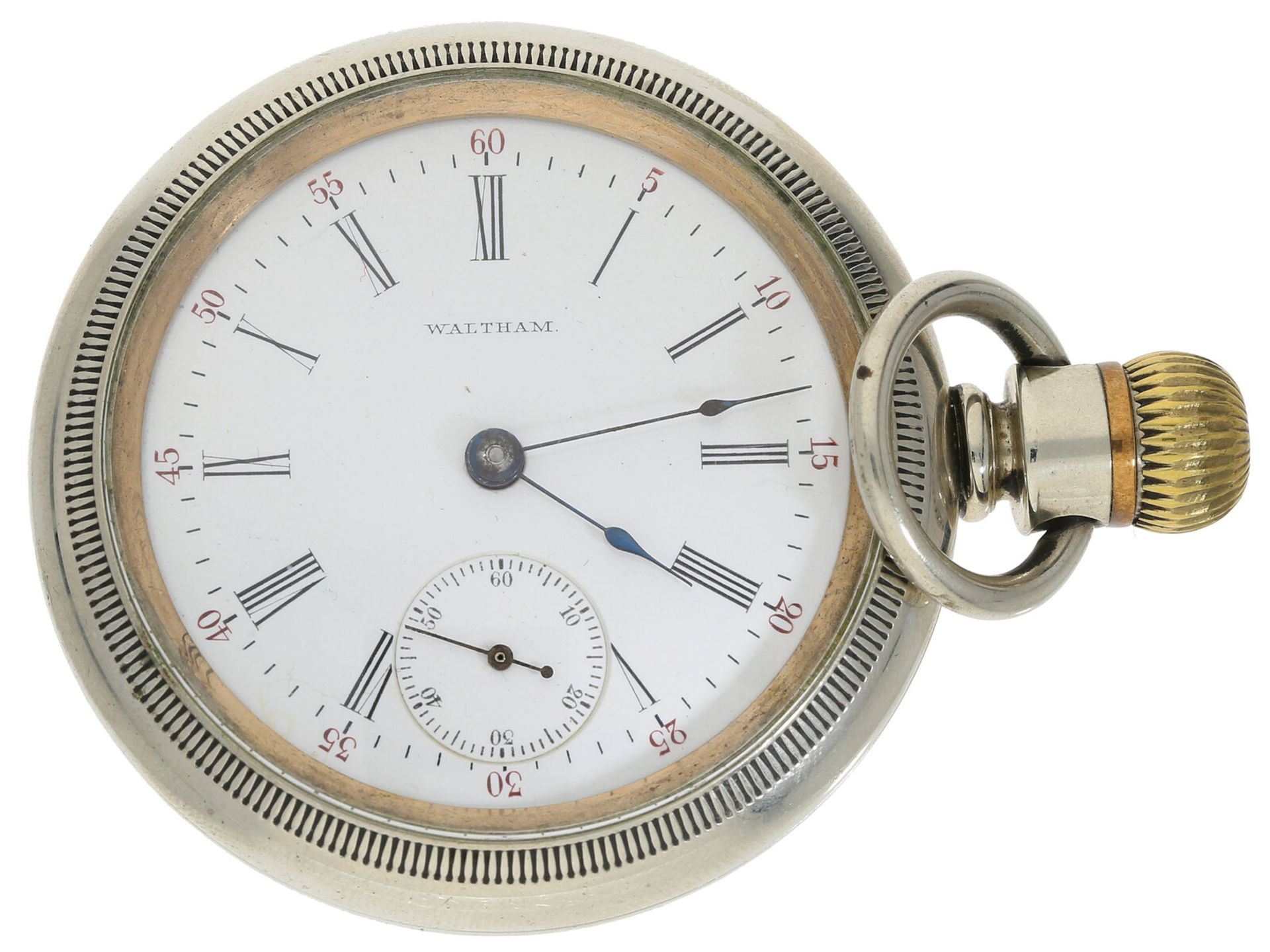 Taschenuhr: schwere Waltham mit 'wasserdichtem' Spezialgehäuse, ca.1900