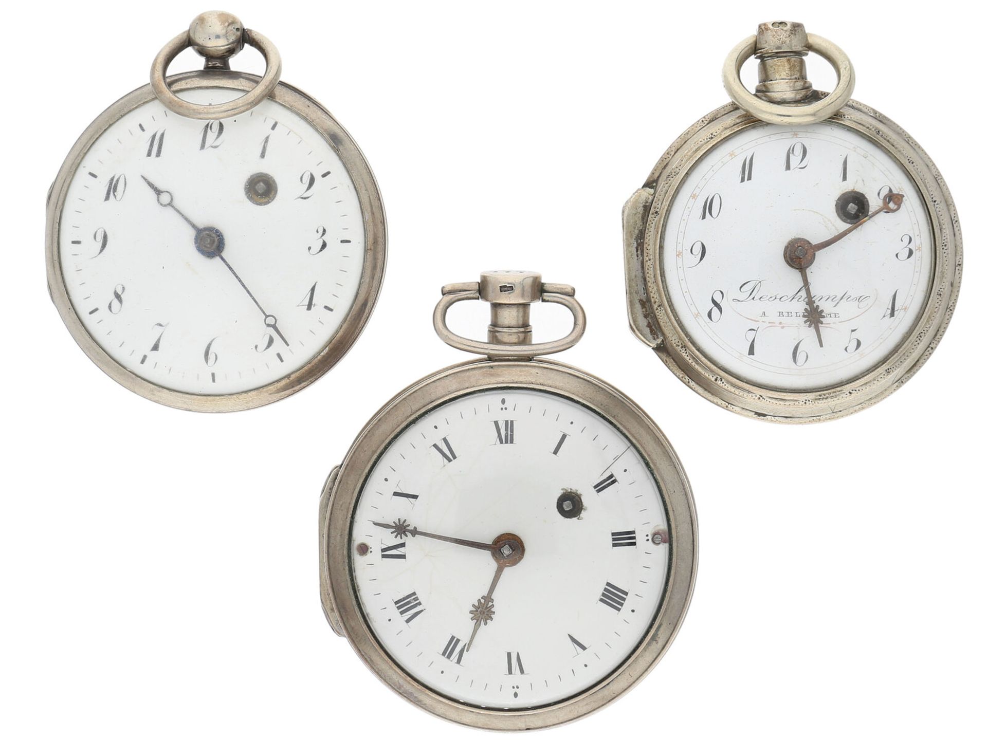 Taschenuhr: Konvolut von 3 Spindeluhren, um 1800