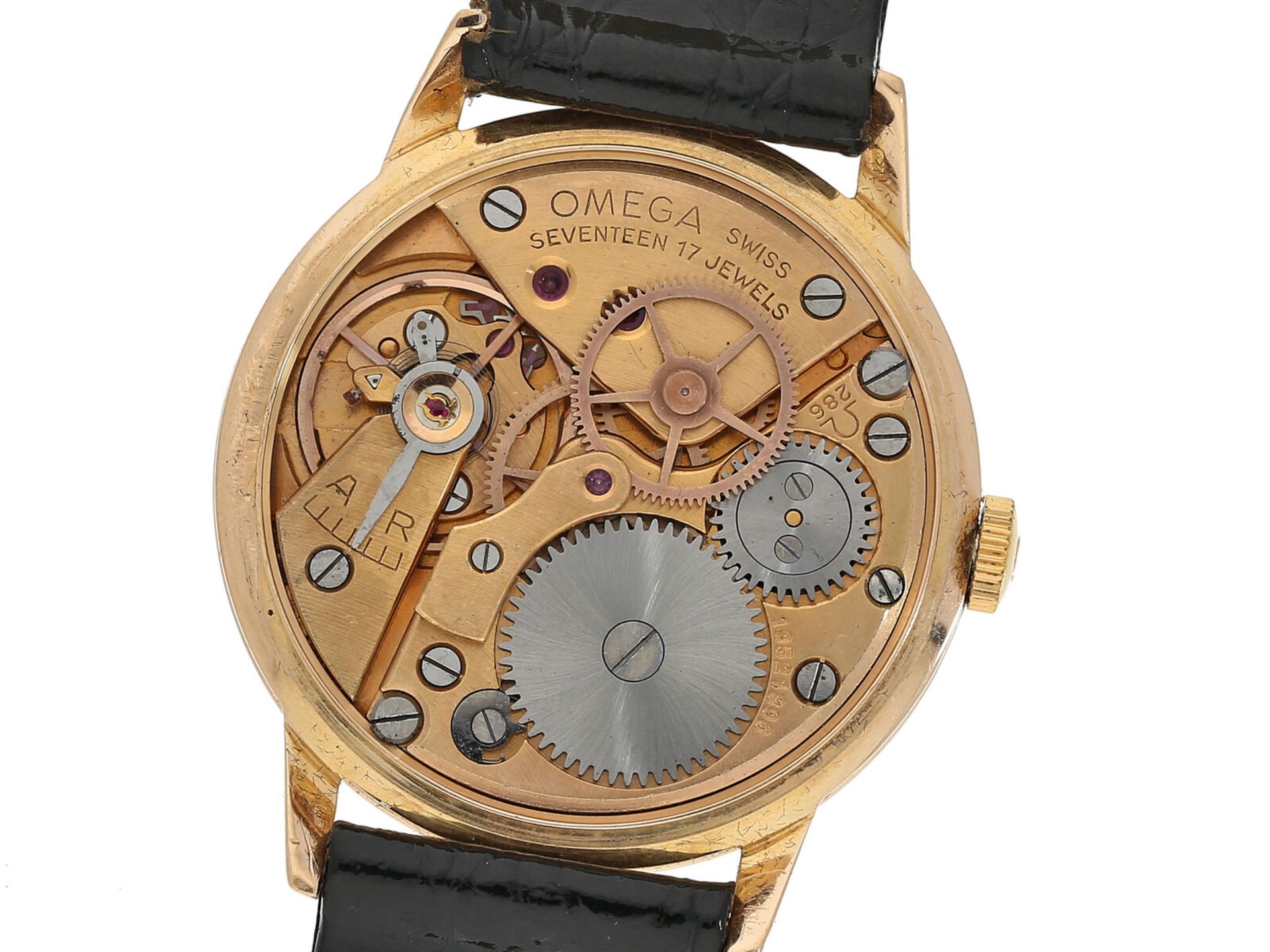 Armbanduhr: goldene vintage Omega Herrenuhr, Kaliber 286, um 1960 - Image 2 of 2