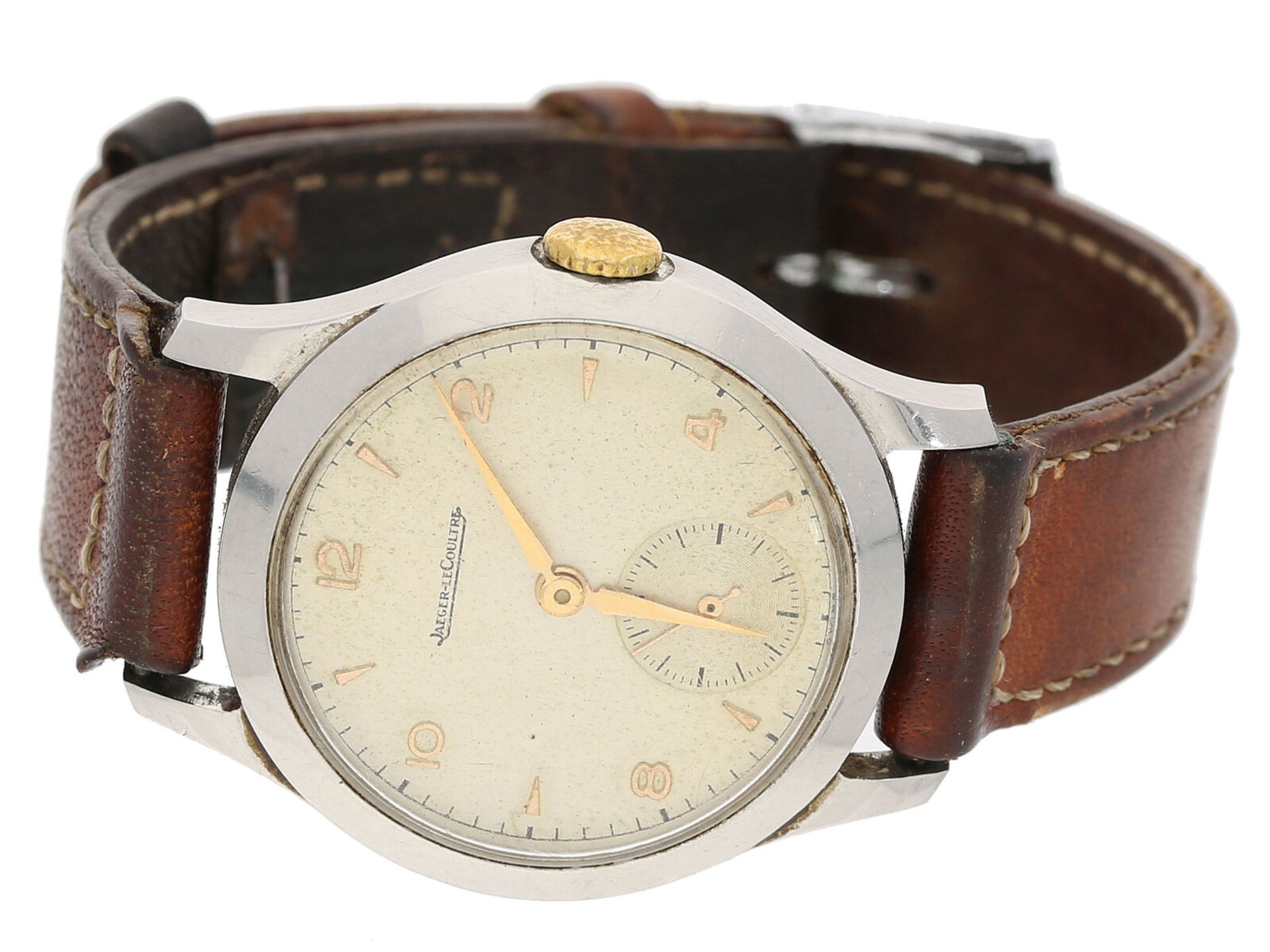 Armbanduhr: frühe Jaeger Le Coultre Herrenuhr, Stahl, vermutlich 40er-Jahre
