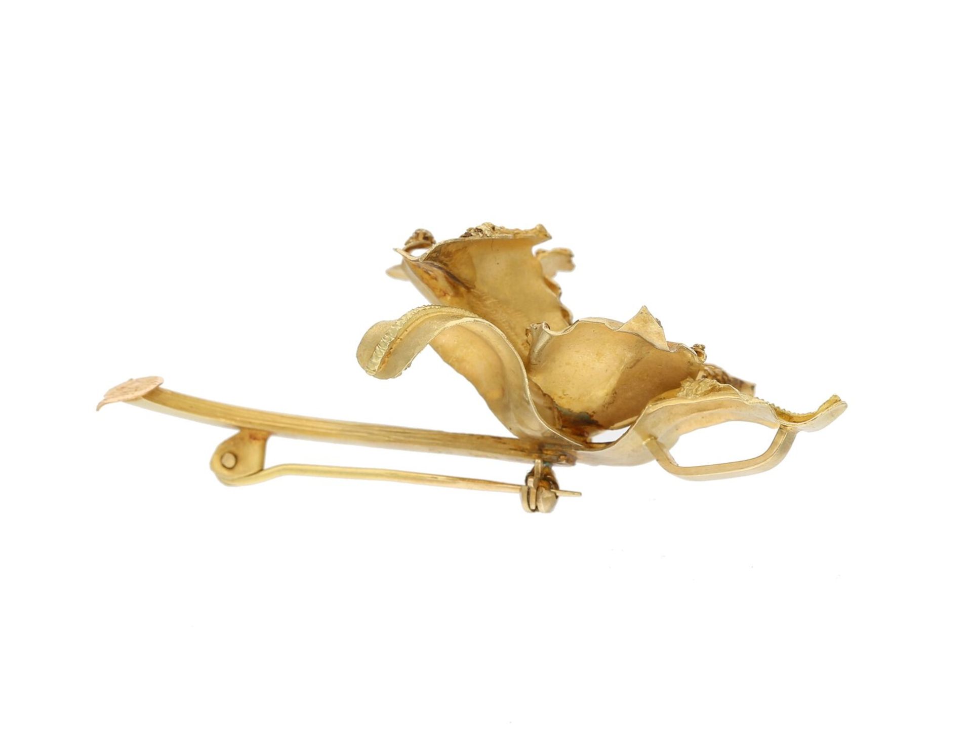Brosche/Anhänger: handgefertigte vintage Blütenbrosche mit Perle, 18-karätige Goldschmiedearbeit - Image 2 of 2