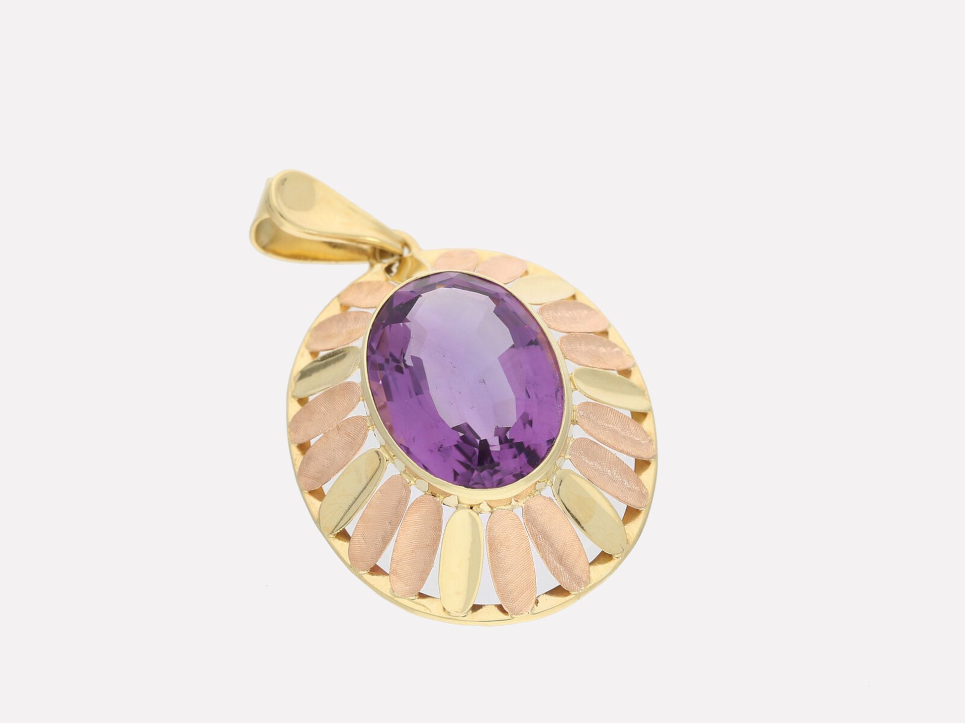 Anhänger: sehr dekorativer und neuwertiger vintage Goldschmiede-Anhänger mit Amethyst