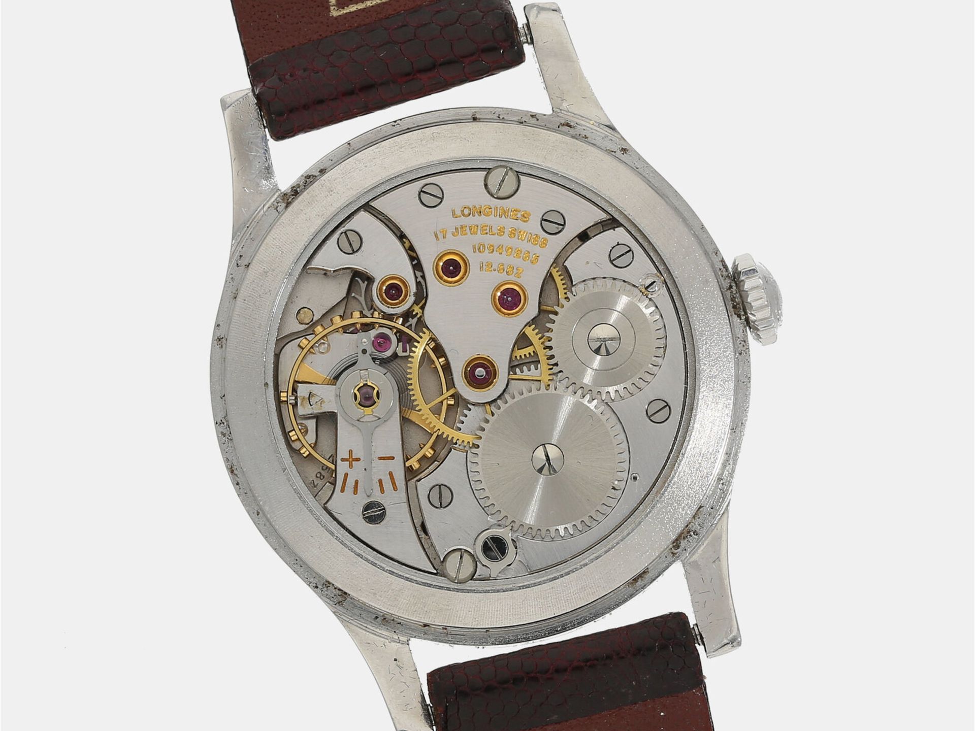 Armbanduhr: große vintage Herrenuhr, Longines, Edelstahl, vermutlich 50er-Jahre - Image 2 of 2