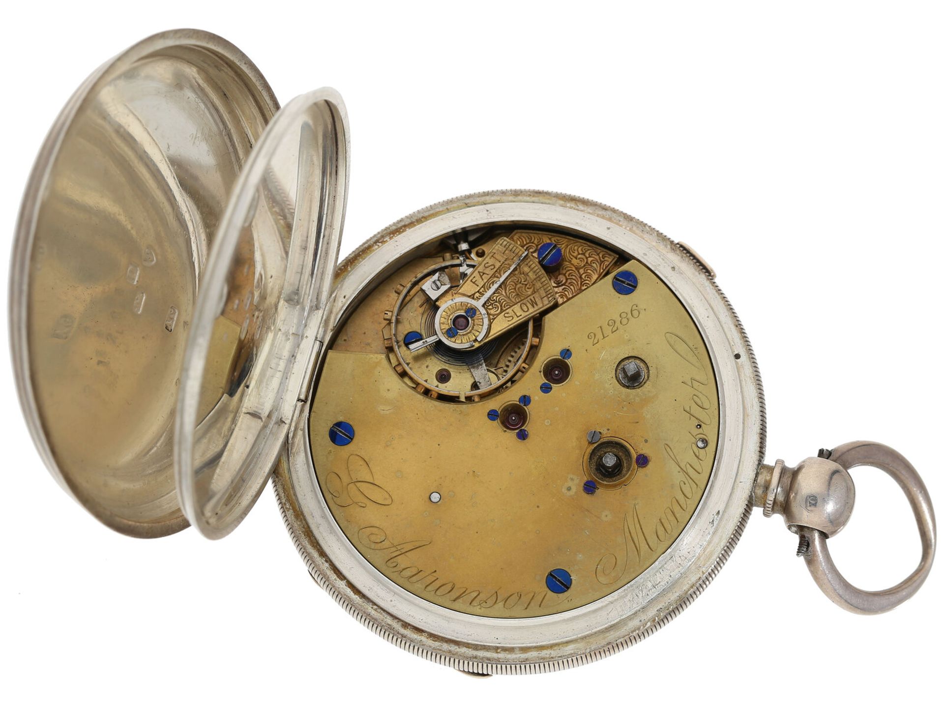 Taschenuhr: großer englischer Marine-Chronograph, Beobachtungsuhr mit anhaltbarer Sekunde, Aaaronson - Image 3 of 3