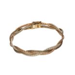 Armband: vintage Tricolor-Flechtarmband, 8K Gold