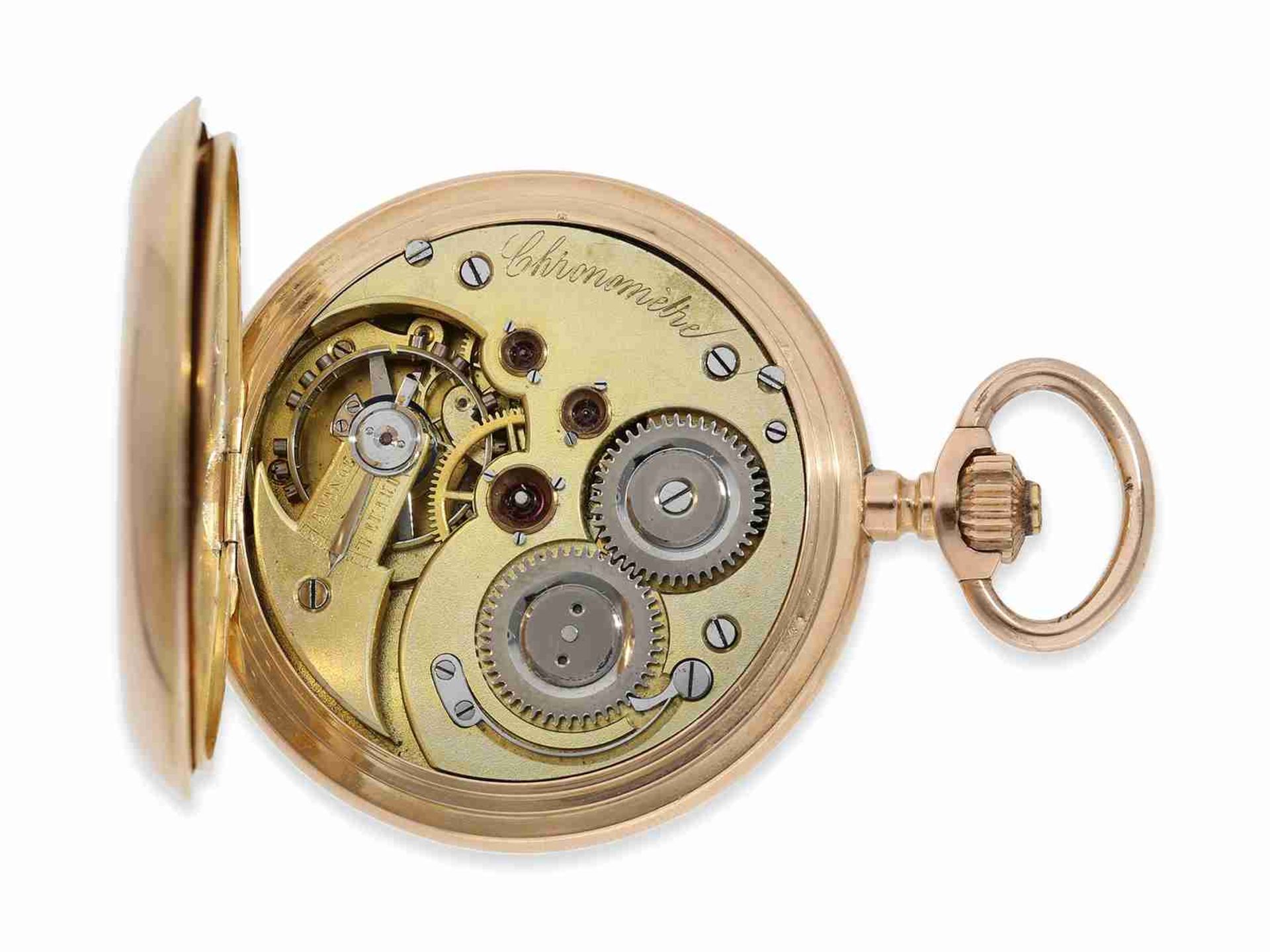 Taschenuhr: hochwertiges, schweres Schweizer Wippen-Chronometer, um 1900 - Bild 2 aus 7