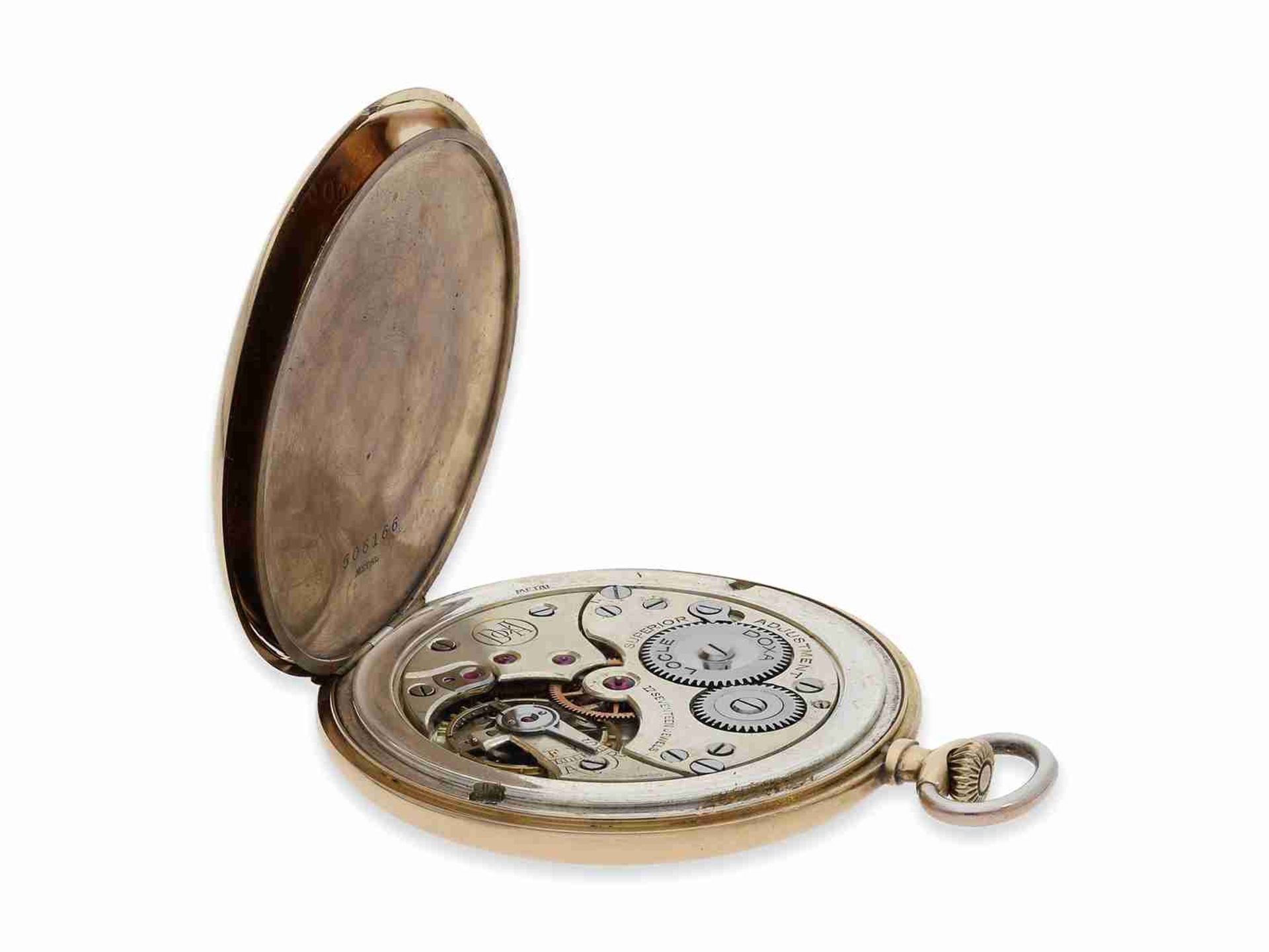 Pocket watch: elegant thin Art Déco dress watch with pinstripe decoration, Doxa ca. 1925 - Image 3 of 6