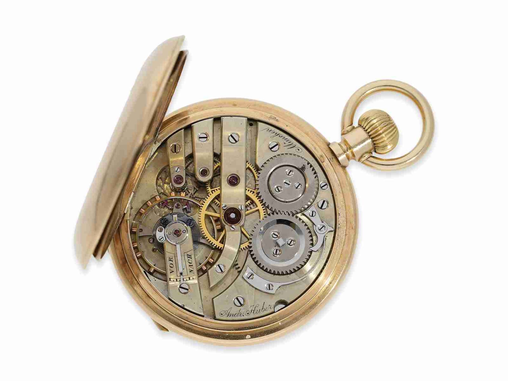 Taschenuhr: feine Louis XV Goldsavonnette aus Adelsbesitz, Ankerchronometer Hofuhrmacher Andreas Hub - Bild 4 aus 10