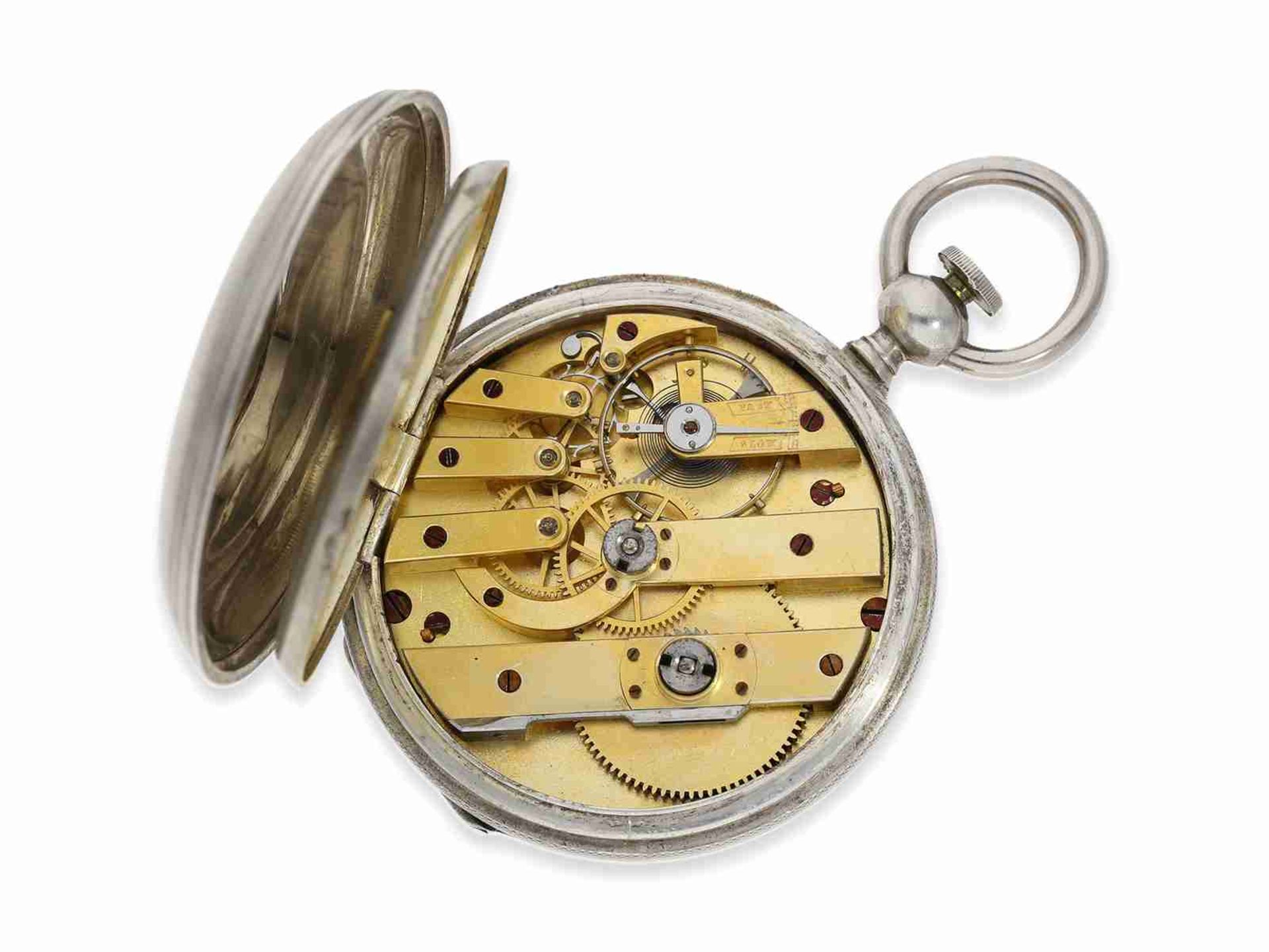 Taschenuhr: äußerst ungewöhnliche amerikanische Savonnette mit speziellem Aufzug nach Patent von 185 - Bild 3 aus 8