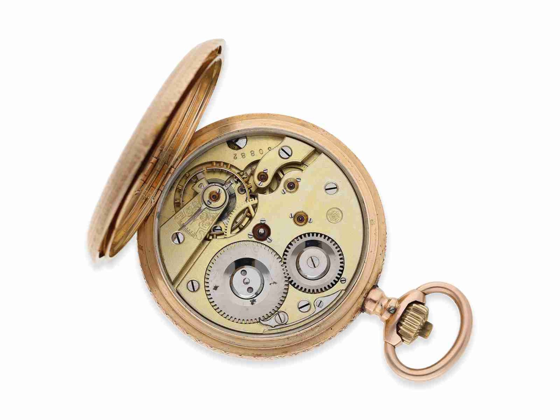 Taschenuhr: sehr seltene frühe IWC Prunksavonnette mit Renaissance-Dekoration, Schaffhausen ca. 1889 - Bild 2 aus 6