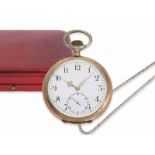 Taschenuhr: feine, silberne Herrentaschenuhr von IWC mit hochwertiger Verkaufsbox