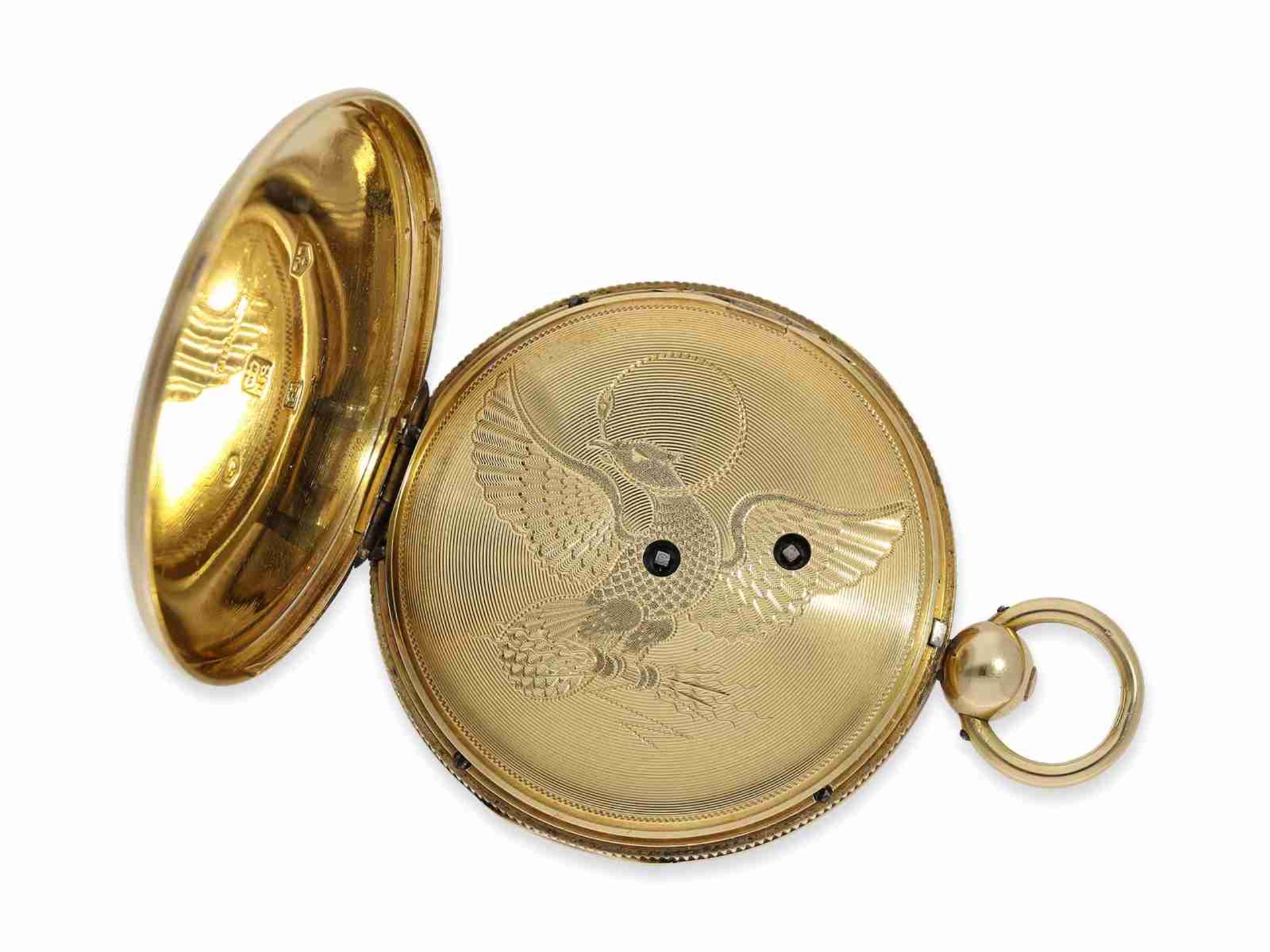 Pocket watch: large technically interesting gold pocket watch with early Massey escapement, Litherla - Image 3 of 5