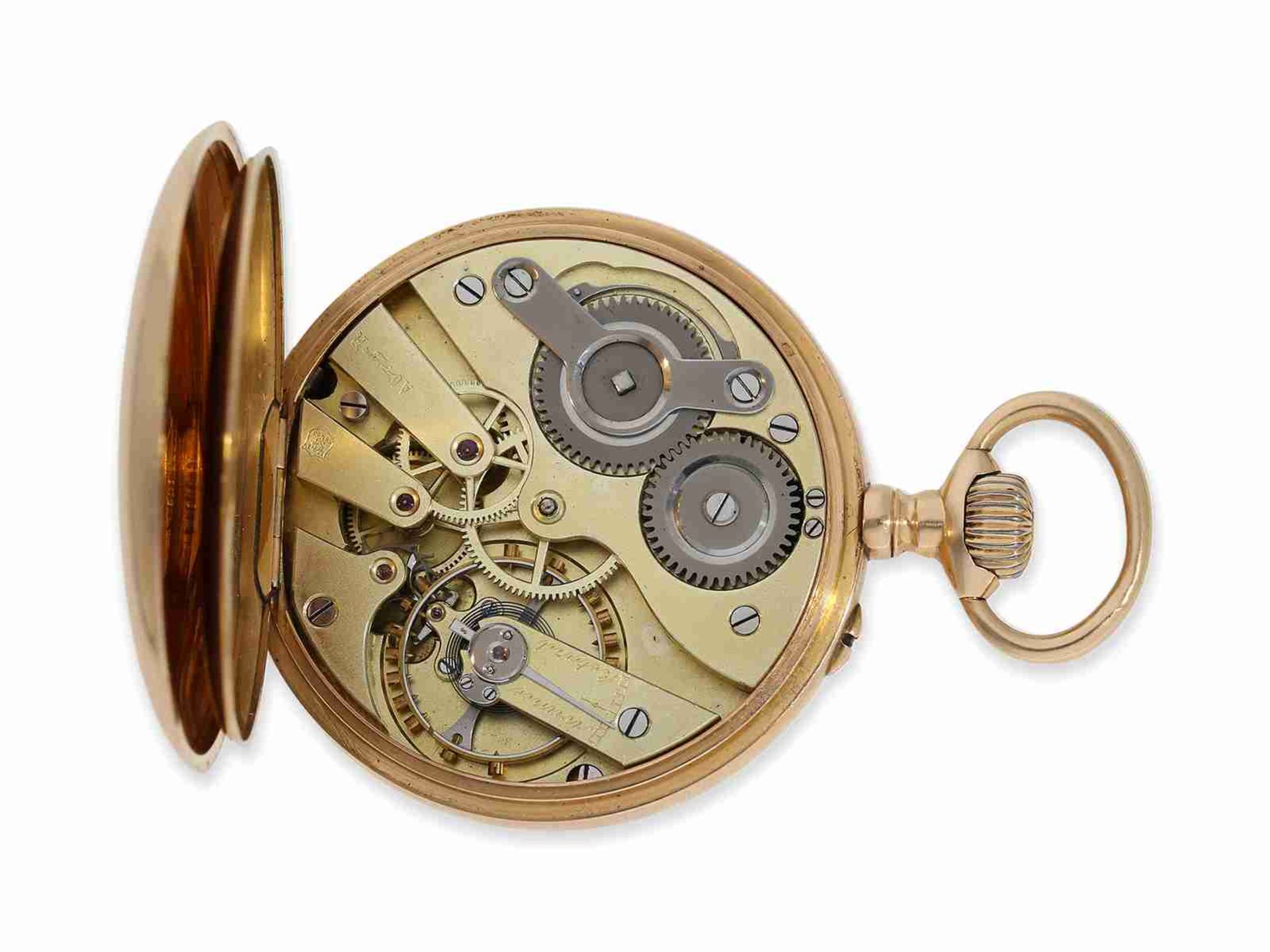 Taschenuhr: hochfeines rotgoldenes Ankerchronometer von Mermod Freres, verkauft durch Türler in Züri - Bild 2 aus 7