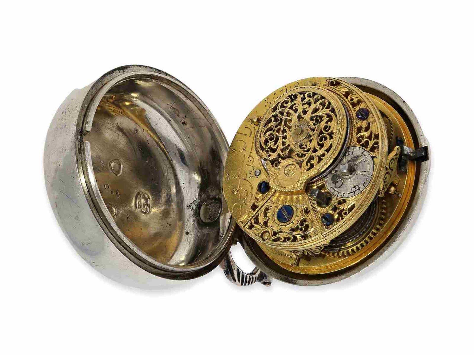 Taschenuhr: osmanische Taschenuhr mit 4 Gehäusen, musealer Zustand mit Kette, Schlüssel und Schatull - Bild 4 aus 11