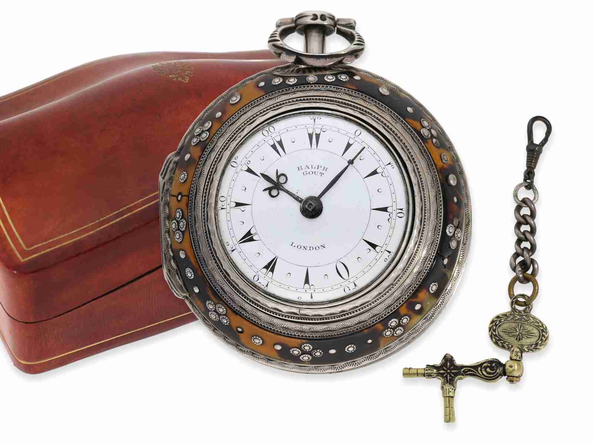 Taschenuhr: osmanische Taschenuhr mit 4 Gehäusen, musealer Zustand mit Kette, Schlüssel und Schatull