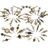 Uhrenschlüssel: große Sammlung seltener Spindeluhrenschlüssel, ca.1750-1820, dabei Raritäten