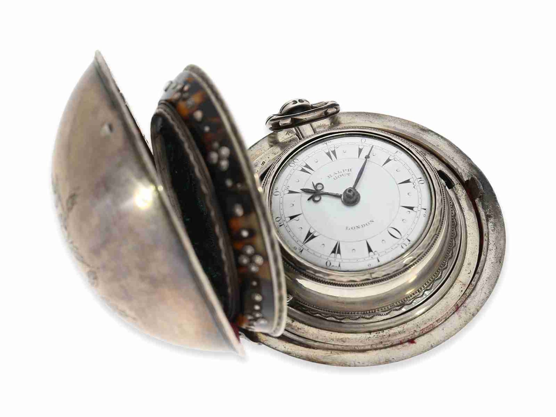 Taschenuhr: osmanische Taschenuhr mit 4 Gehäusen, musealer Zustand mit Kette, Schlüssel und Schatull - Bild 2 aus 11
