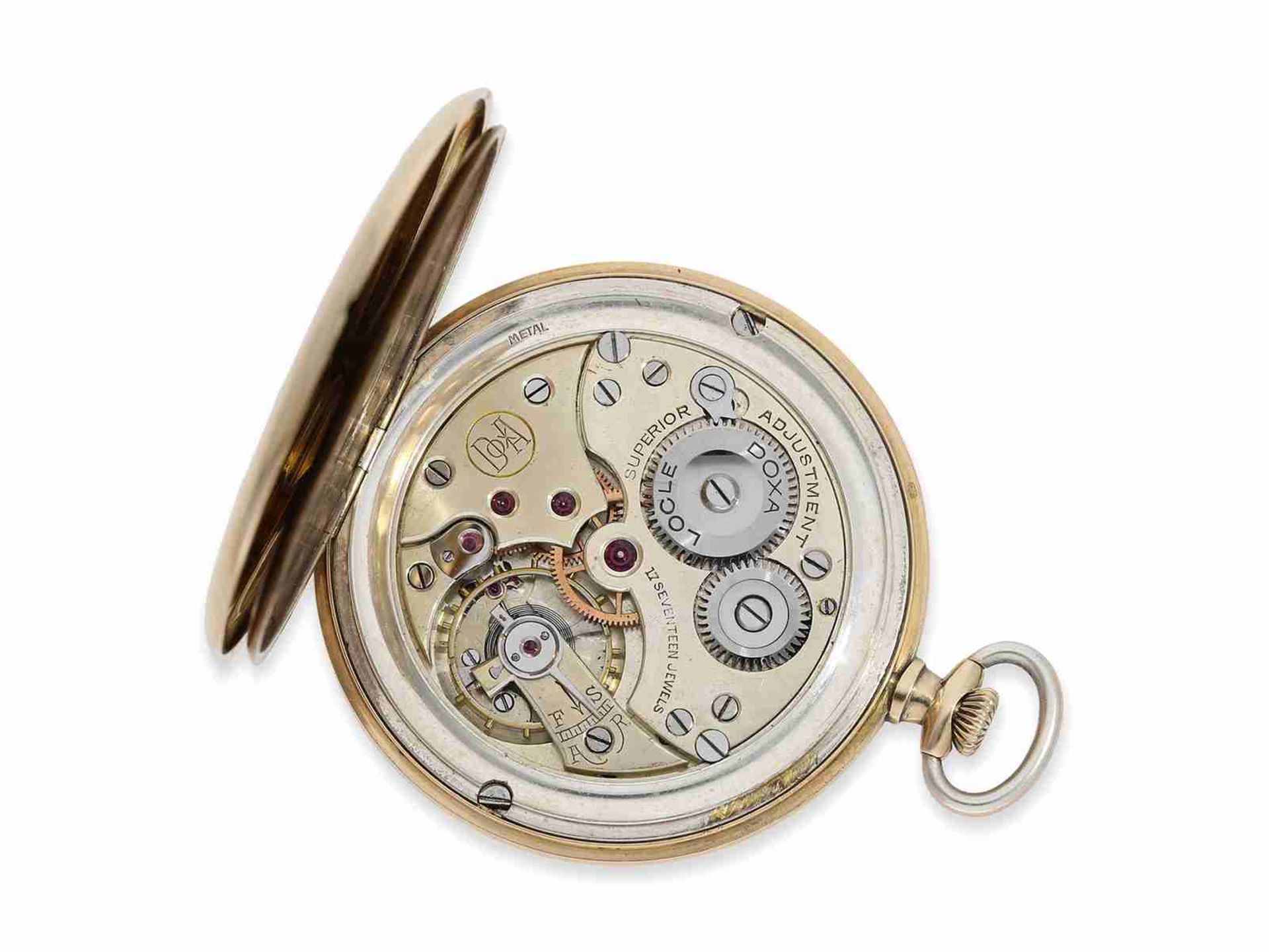 Pocket watch: elegant thin Art Déco dress watch with pinstripe decoration, Doxa ca. 1925 - Image 2 of 6