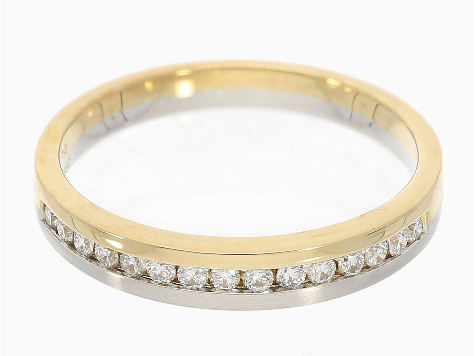Ring: moderner und hochwertiger Brillant-Goldschmiedering, Bicolor, 18K Gold/Platin - Bild 2 aus 2