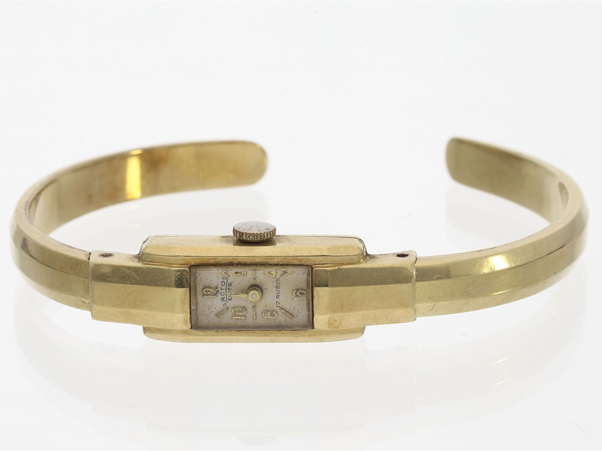 Armbanduhr: goldene vintage Spangenuhr, Arctos-Elite, 50er-Jahre