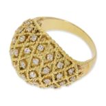 Ring: außergewöhnlicher und dekorativer vintage Cocktail-Diamantring, aufwändige Handarbeit, 18K Gel