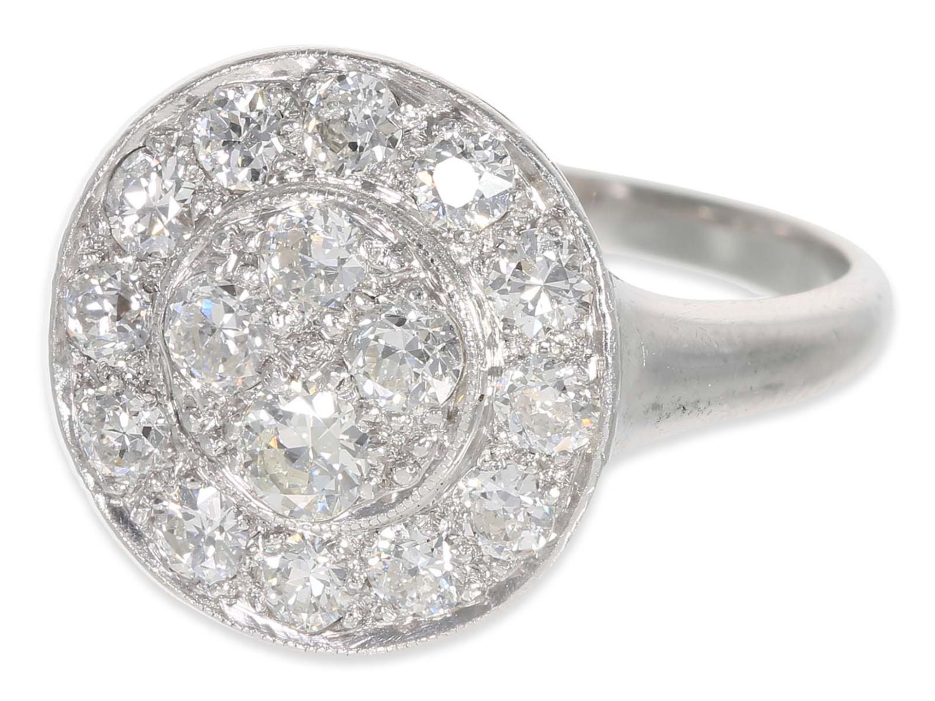 Ring: attraktiver Weißgoldring mit Diamantbesatz insgesamt ca. 1,41ct, 14K Gold - Bild 2 aus 4