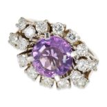 Ring: sehr schöner vintage Goldschmiedering mit Amethyst und Brillanten, feine Brillanten von 1,44ct