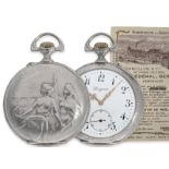 Taschenuhr: wunderschöne Longines Jugendstil-Schützenuhr, Bern 1910, mit Originalpapieren