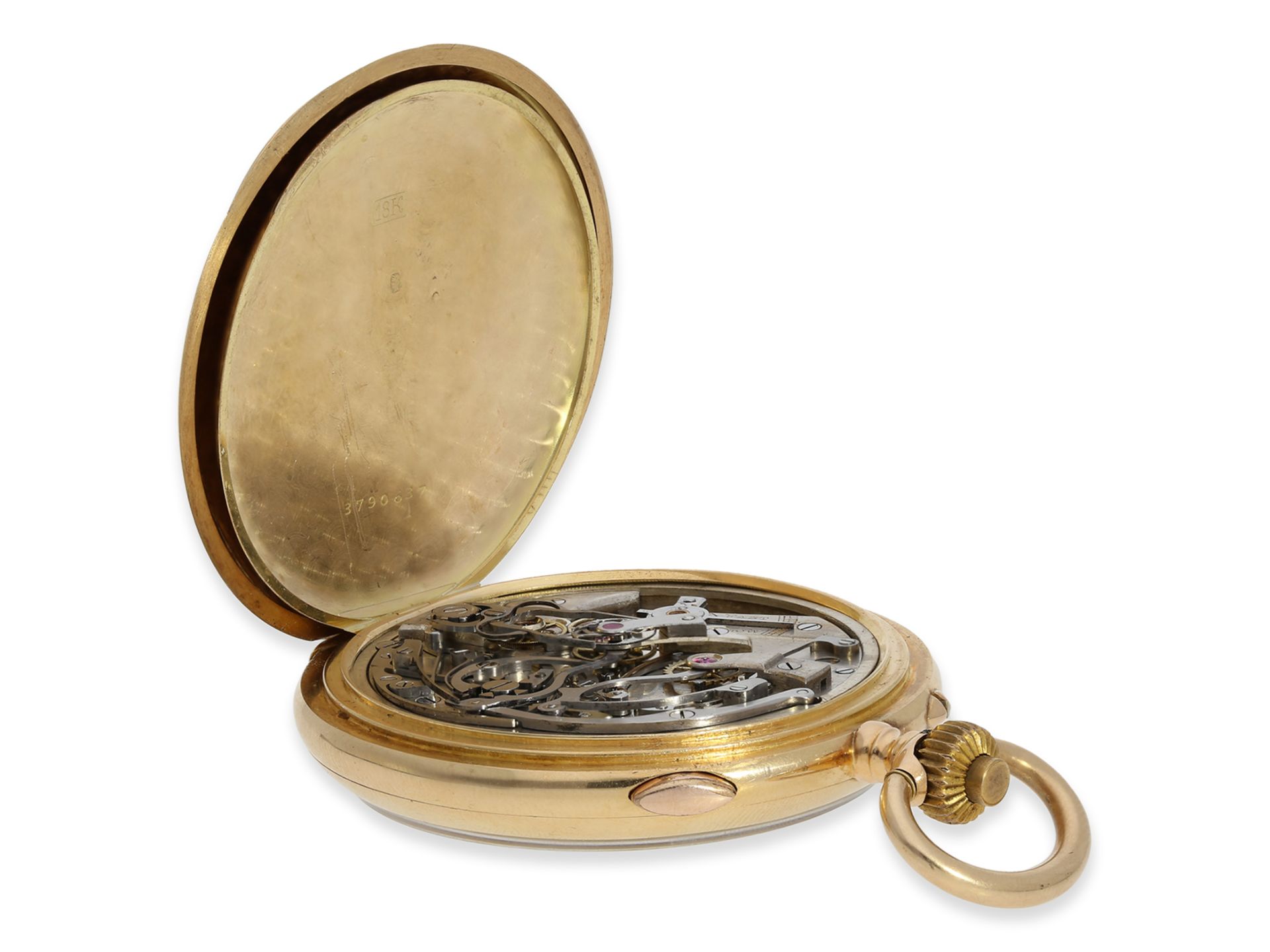 Pocket watch: exceptionally large high-quality Longines chronograph rattrapante with counter, ca. 19 - Image 4 of 6