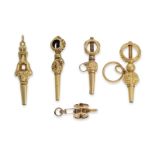 Uhrenschlüssel: 5 seltene goldene Spindeluhrenschlüssel, 18.Jh. und frühes 19.Jh.