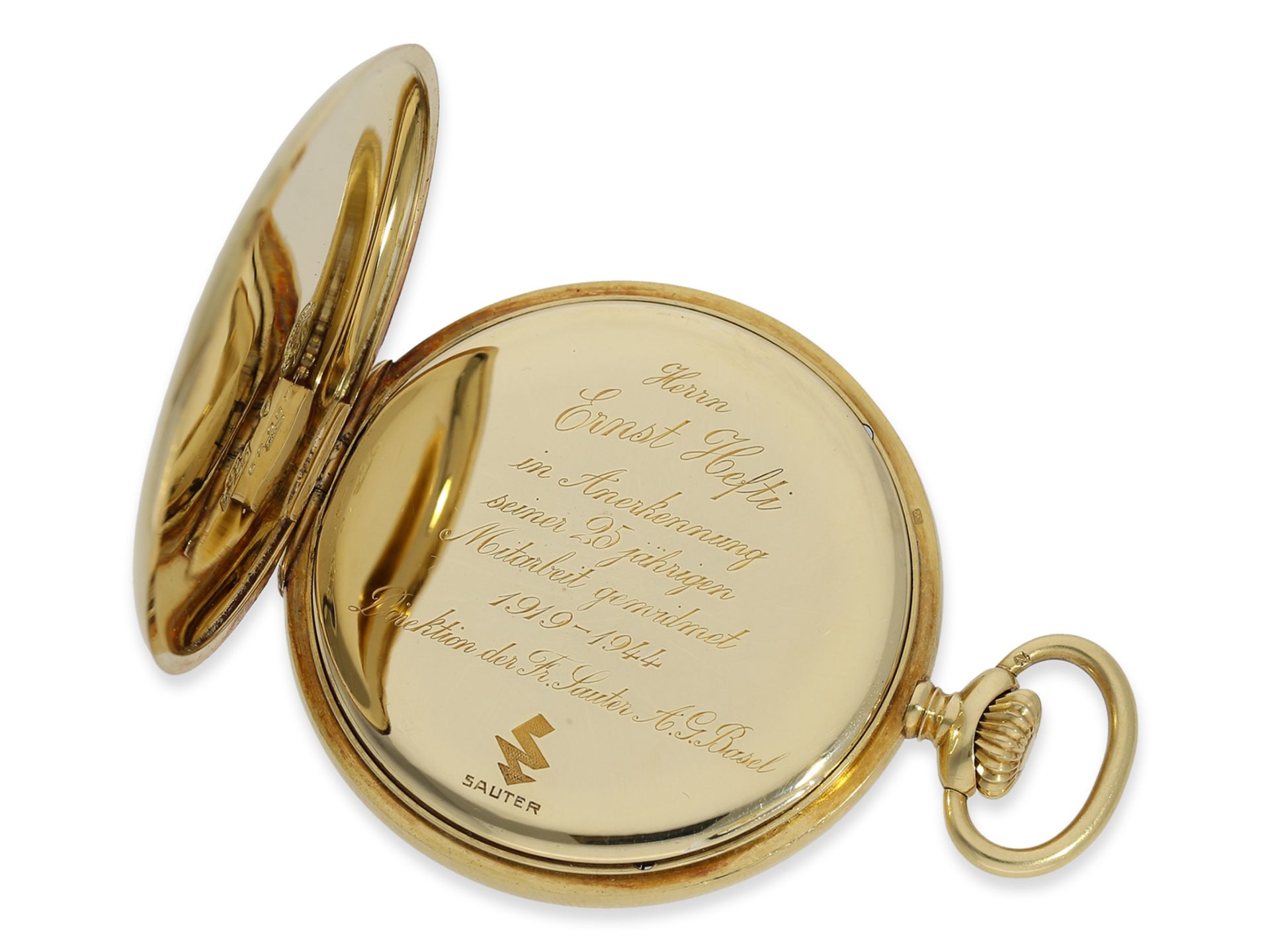 Taschenuhr: hochwertige 18K Präzisionstaschenuhr, Ulysse Nardin No. 87633, ca.1908 - Bild 3 aus 6
