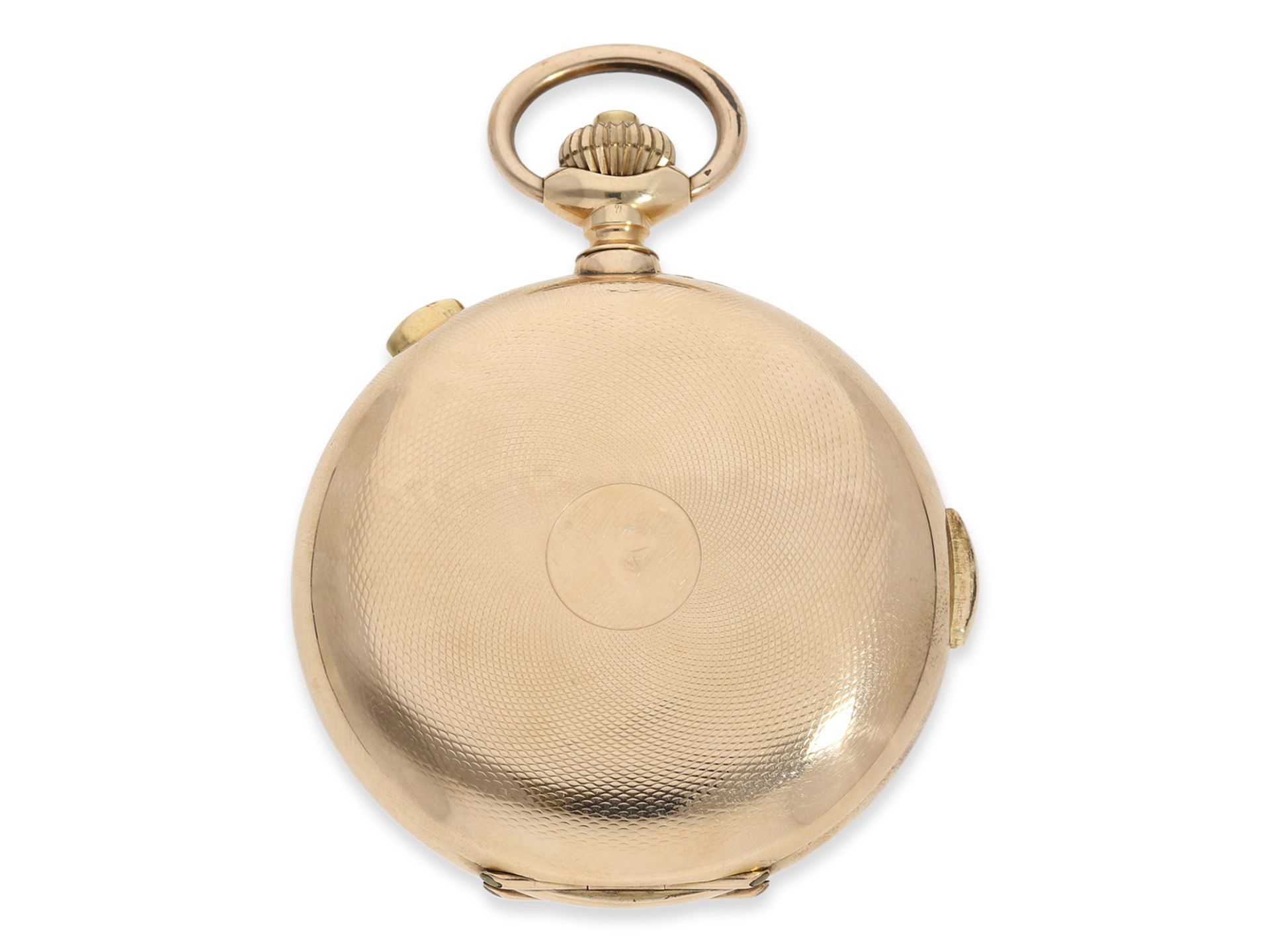 Pocket watch: impressive gold hunting case watch with repeater and chronograph, Audemars Freres Gene - Image 8 of 8