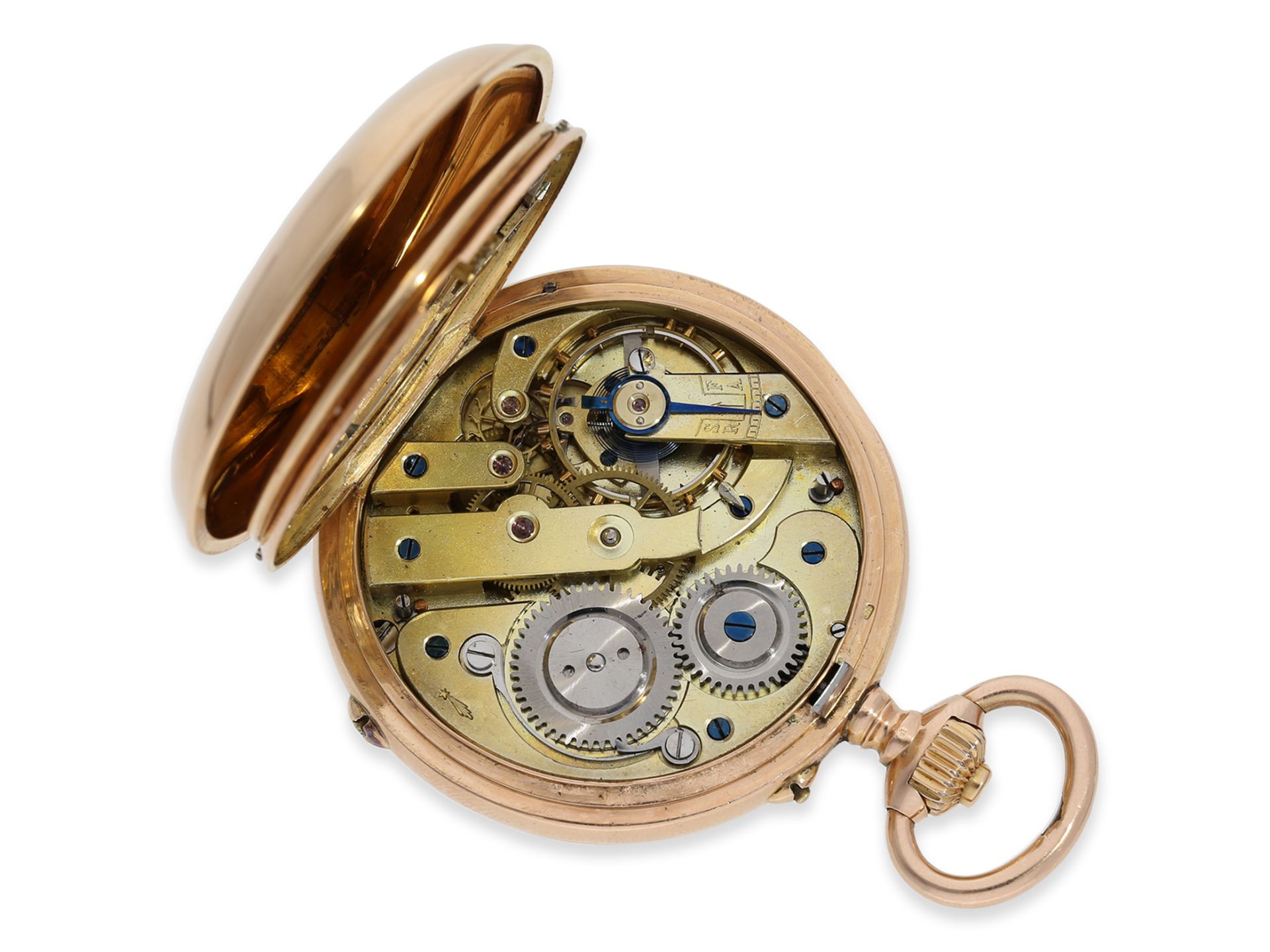 Taschenuhr: extrem seltene astronomische Kalender-Uhr mit elektrischer Alarmfunktion "avertisseur el - Bild 3 aus 6