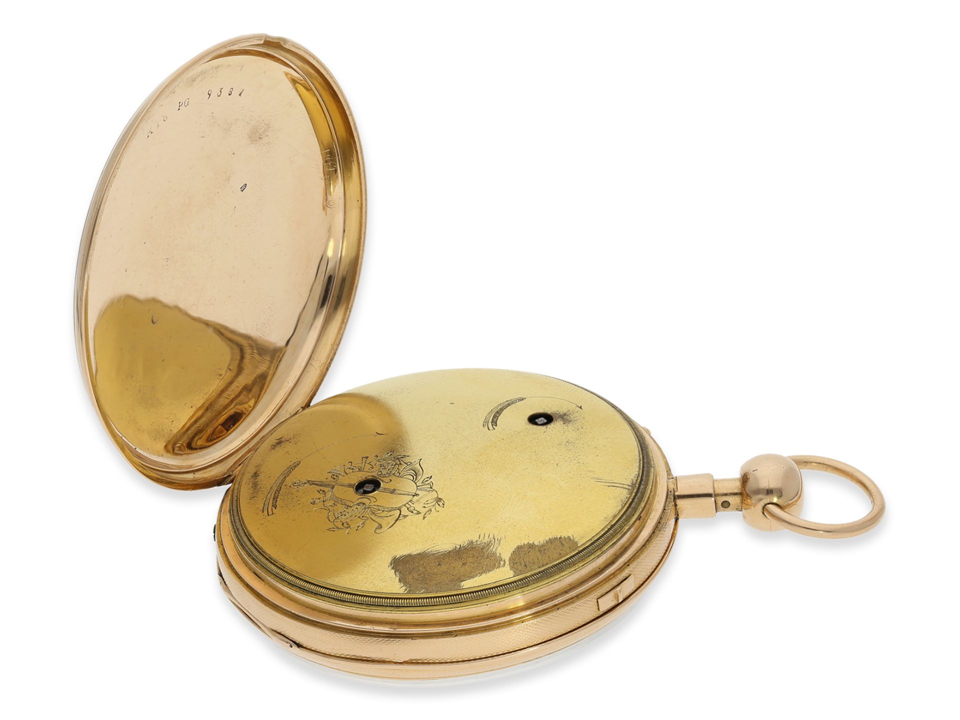 Taschenuhr: große imposante Golduhr mit Schlagwerk und Musikspielwerk, Charles Frederic Robert, verm - Bild 4 aus 5