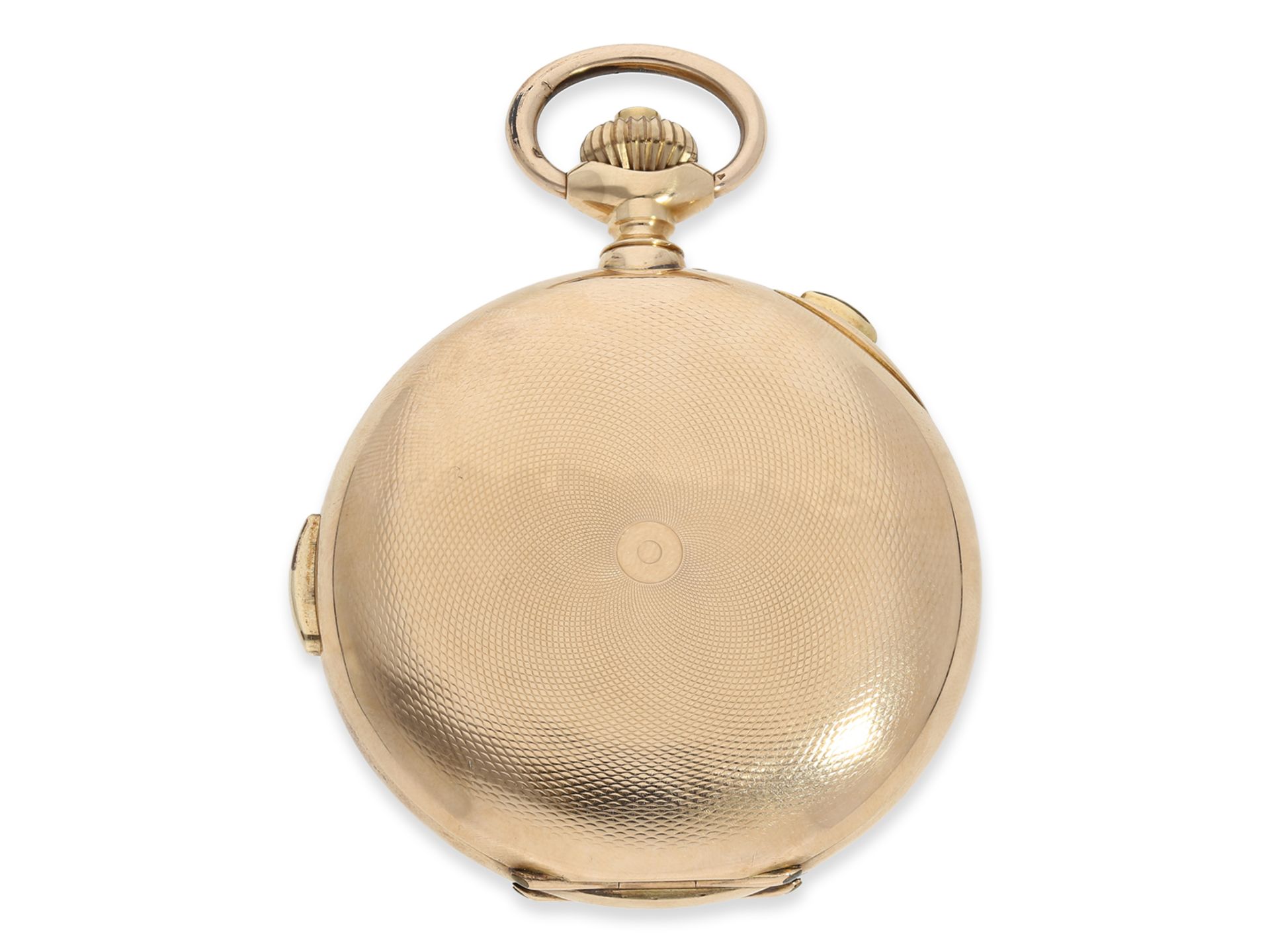 Pocket watch: impressive gold hunting case watch with repeater and chronograph, Audemars Freres Gene - Image 7 of 8