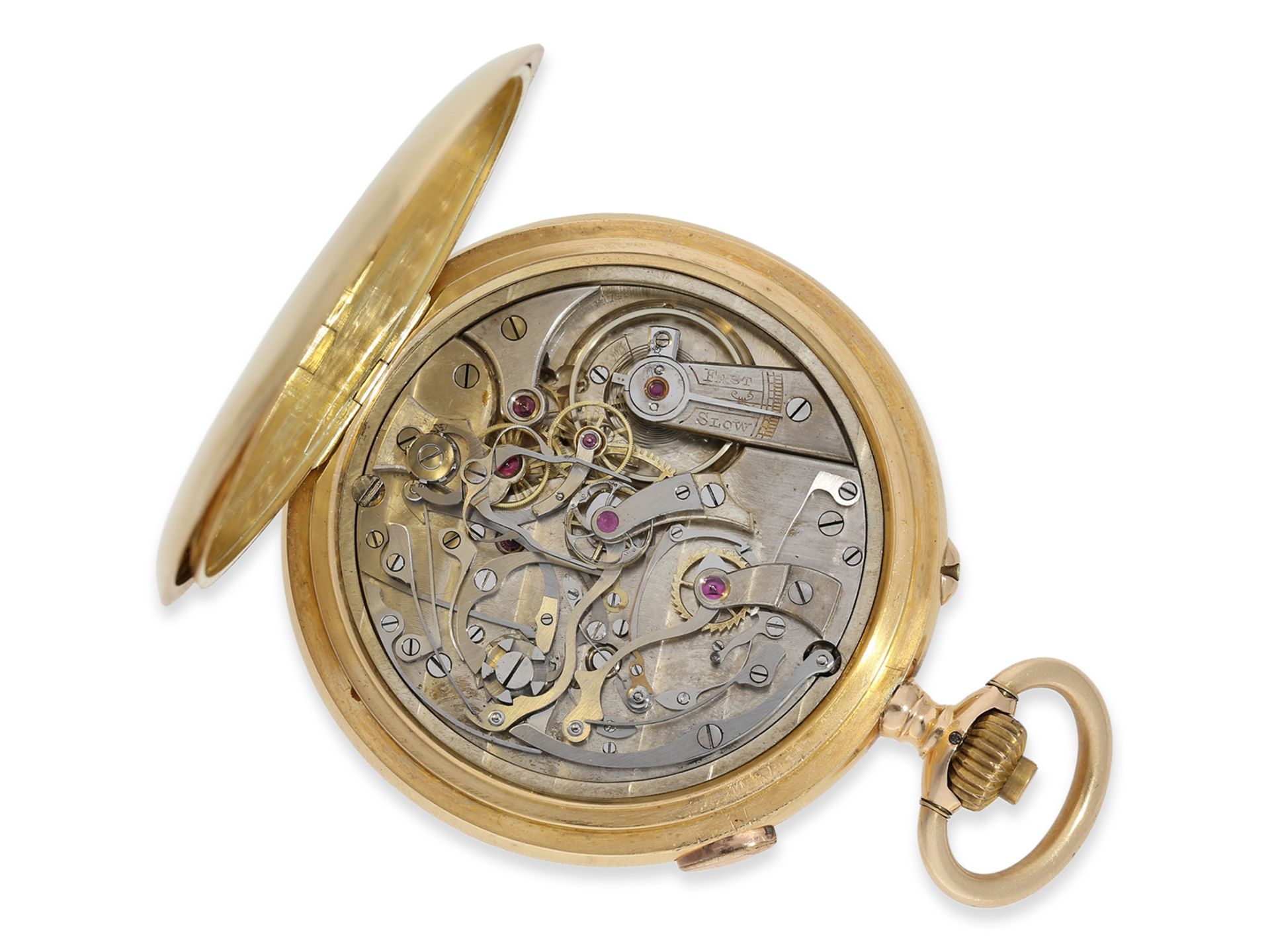 Taschenuhr: außergewöhnlich großer, hochwertiger Longines Chronograph Rattrapante mit Zähler, ca.192 - Bild 2 aus 6