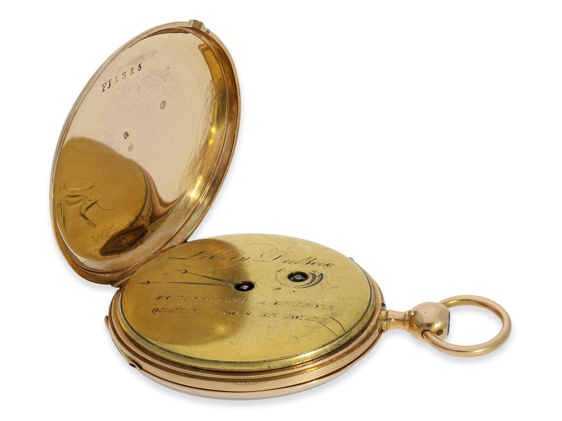 Taschenuhr: feine Zylinderuhr mit Repetition, L'Hardy Dubois, ca.1820 - Bild 5 aus 6