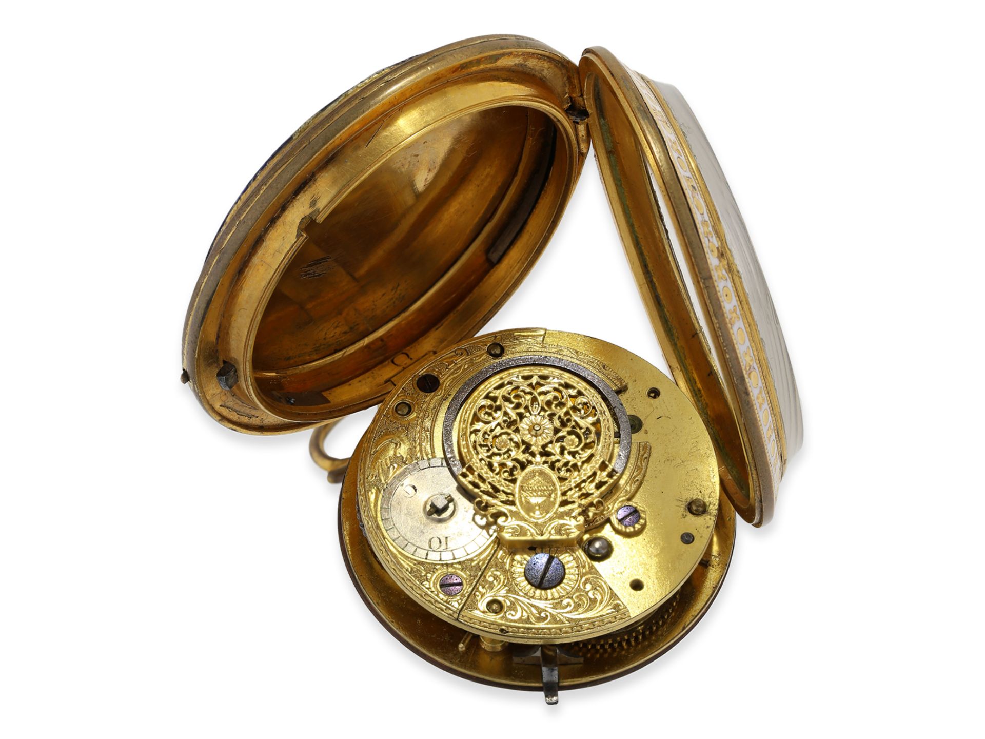 Pocket watch: very attractive large English verge watch with enamel case, ca. 1810 - Image 3 of 3