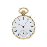 Taschenuhr: interessante, frühe 18K Ankeruhr mit Spezialanker und frühem Kronenaufzug, um 1850