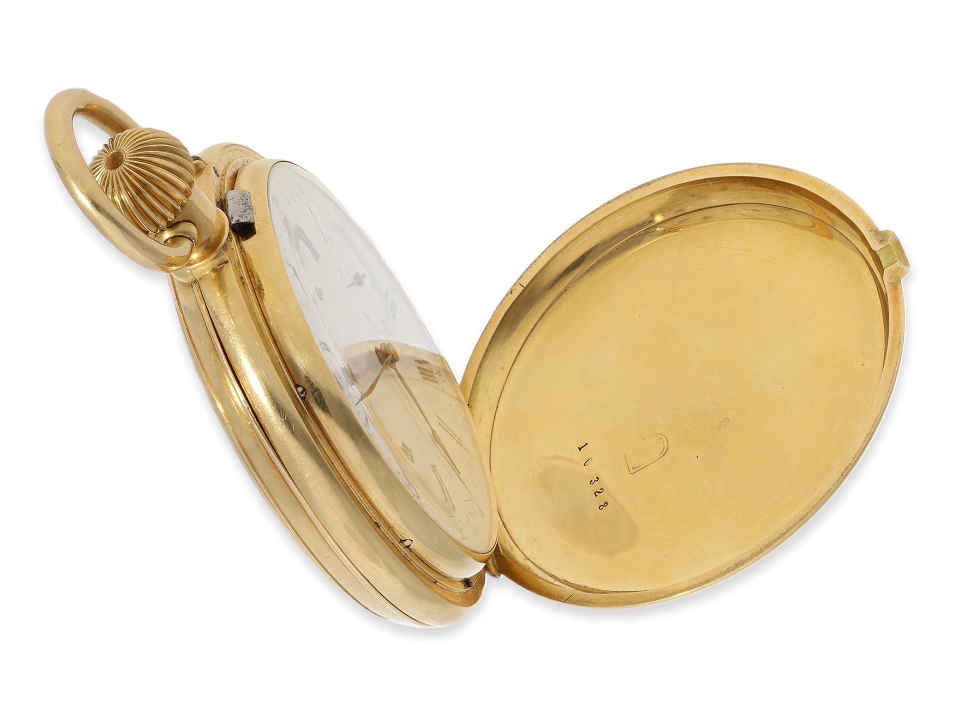Taschenuhr: 18K Goldsavonnette mit Repetition, hervorragender Erhaltungszustand, signiert Pateck et  - Bild 6 aus 8