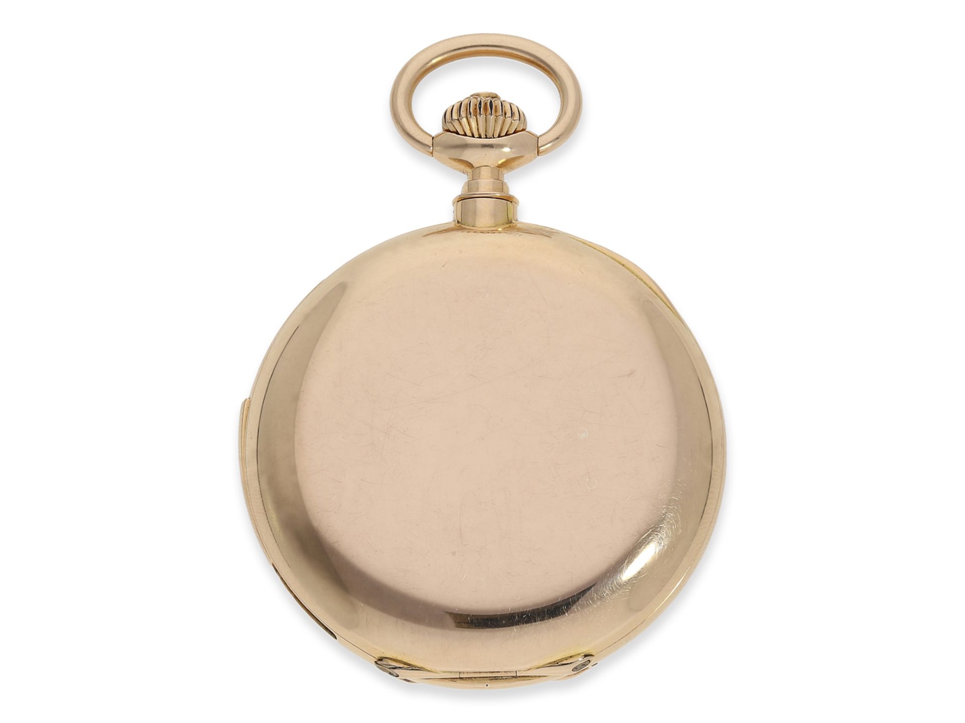 BILDER NEU !Taschenuhr: sehr seltene, kleine Goldsavonnette mit Viertelstunden-Repetition, Haas Neve - Bild 9 aus 10