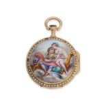 Taschenuhr: exquisite "Louis XV" Gold/Emaille-Spindeluhr mit Perlenbesatz, fantastische Qualität, kö