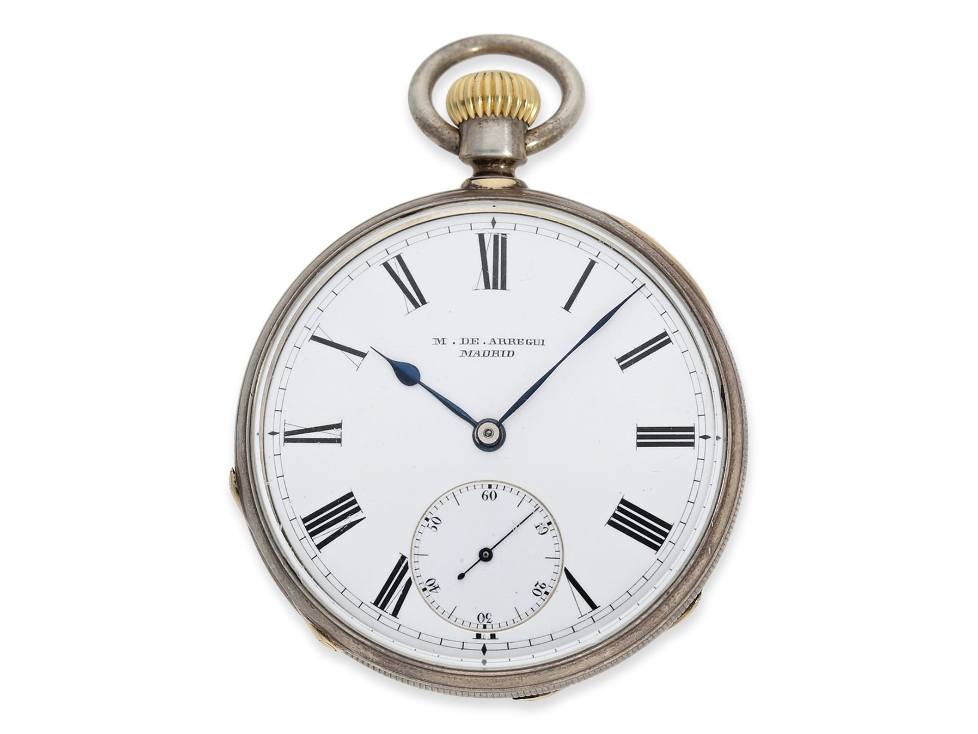 Taschenuhr: frühe, interessante Patek Philippe Taschenuhr mit ganz frühem Kronenaufzug, speziell gef