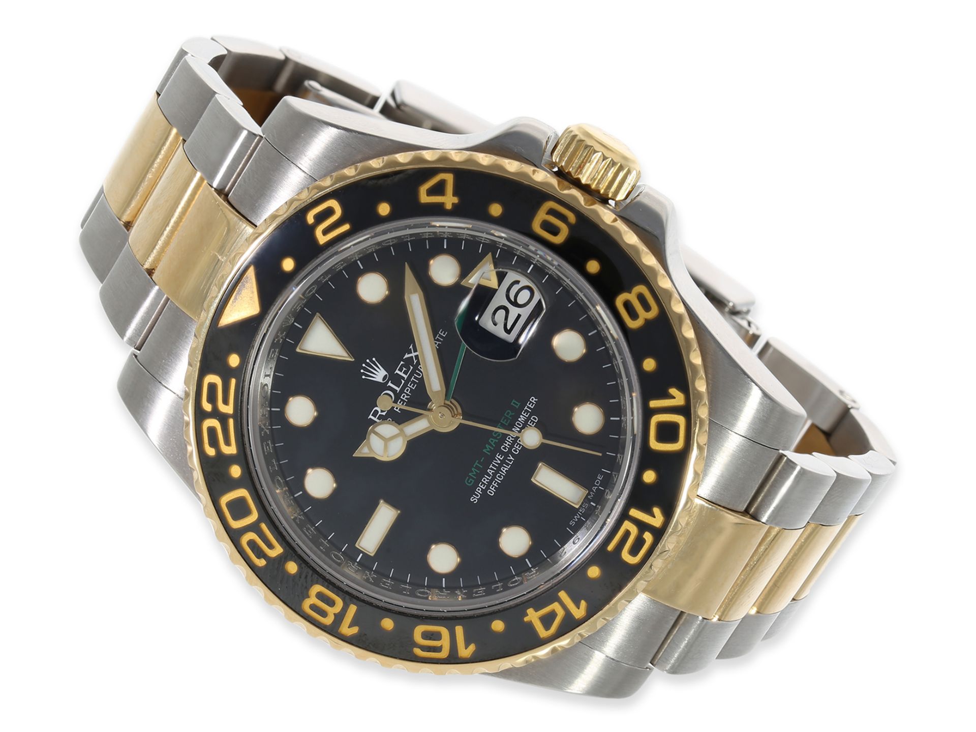 Armbanduhr: seltene Rolex GMT Master II in Stahl/Gold, Ref.116713 von 2006
