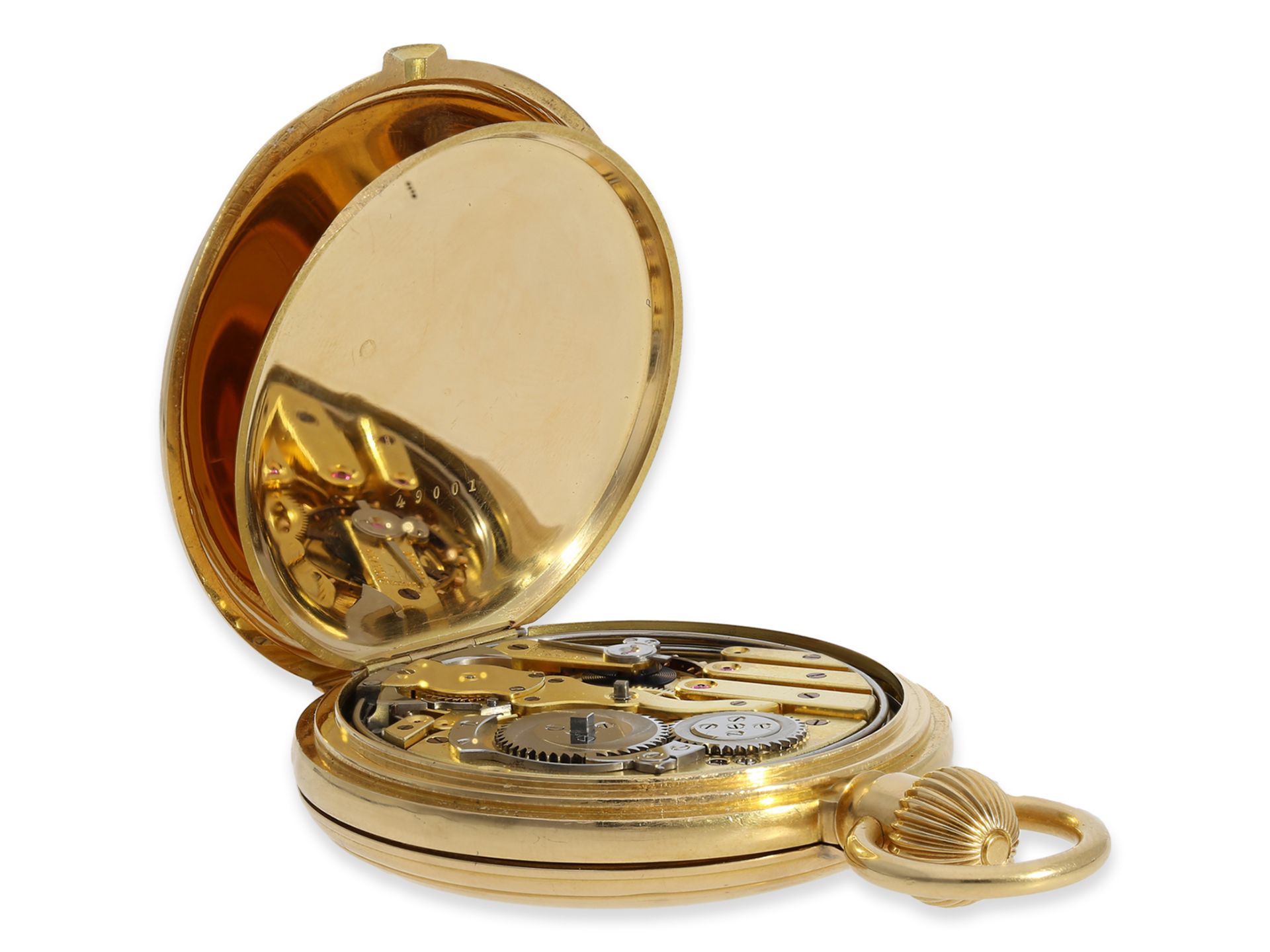 Taschenuhr: hochfeine Goldsavonnette mit Repetition, vermutlich Le Coultre, um 1890, No.49001 - Bild 4 aus 7