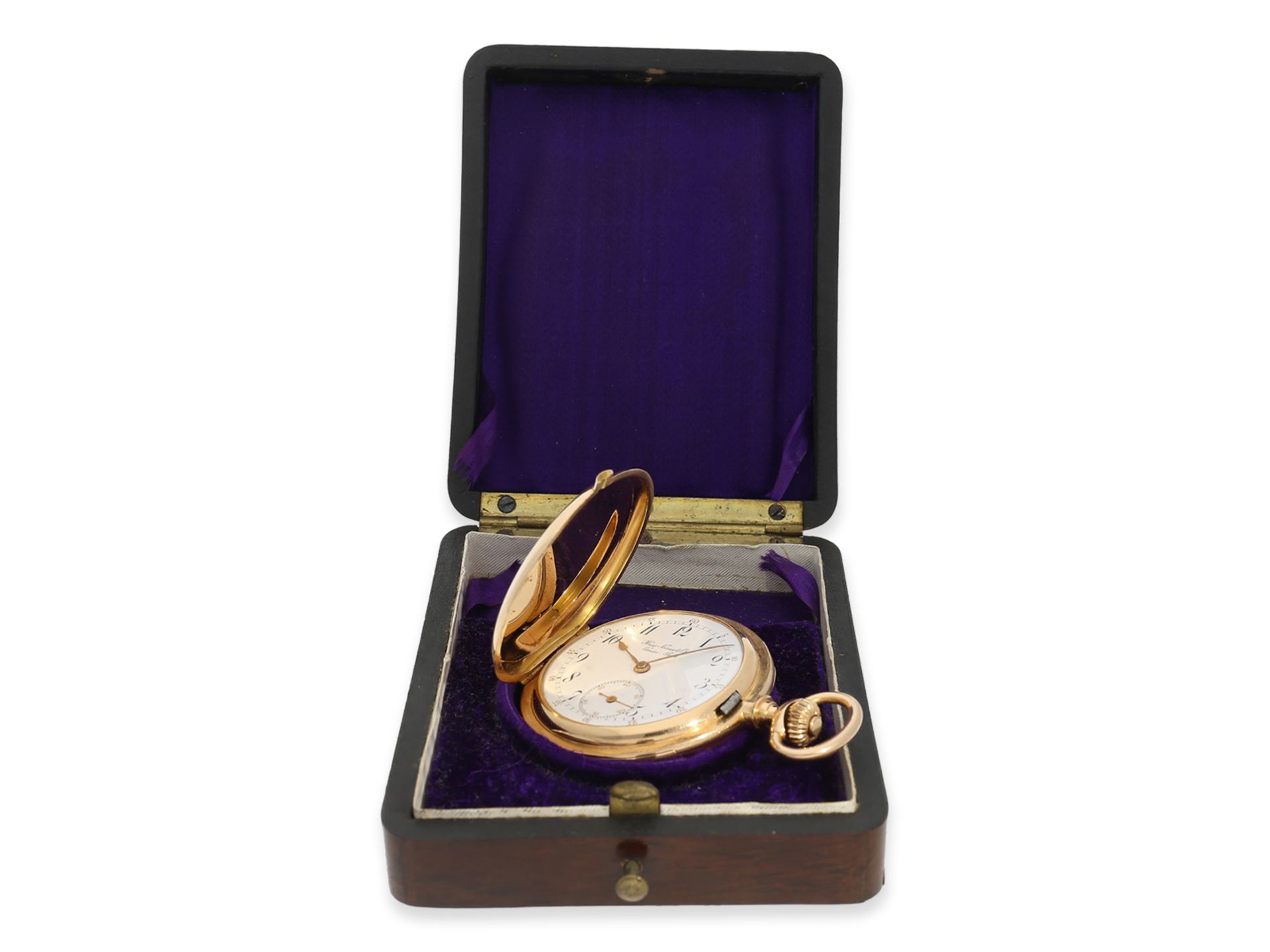 BILDER NEU !Taschenuhr: sehr seltene, kleine Goldsavonnette mit Viertelstunden-Repetition, Haas Neve - Bild 2 aus 10