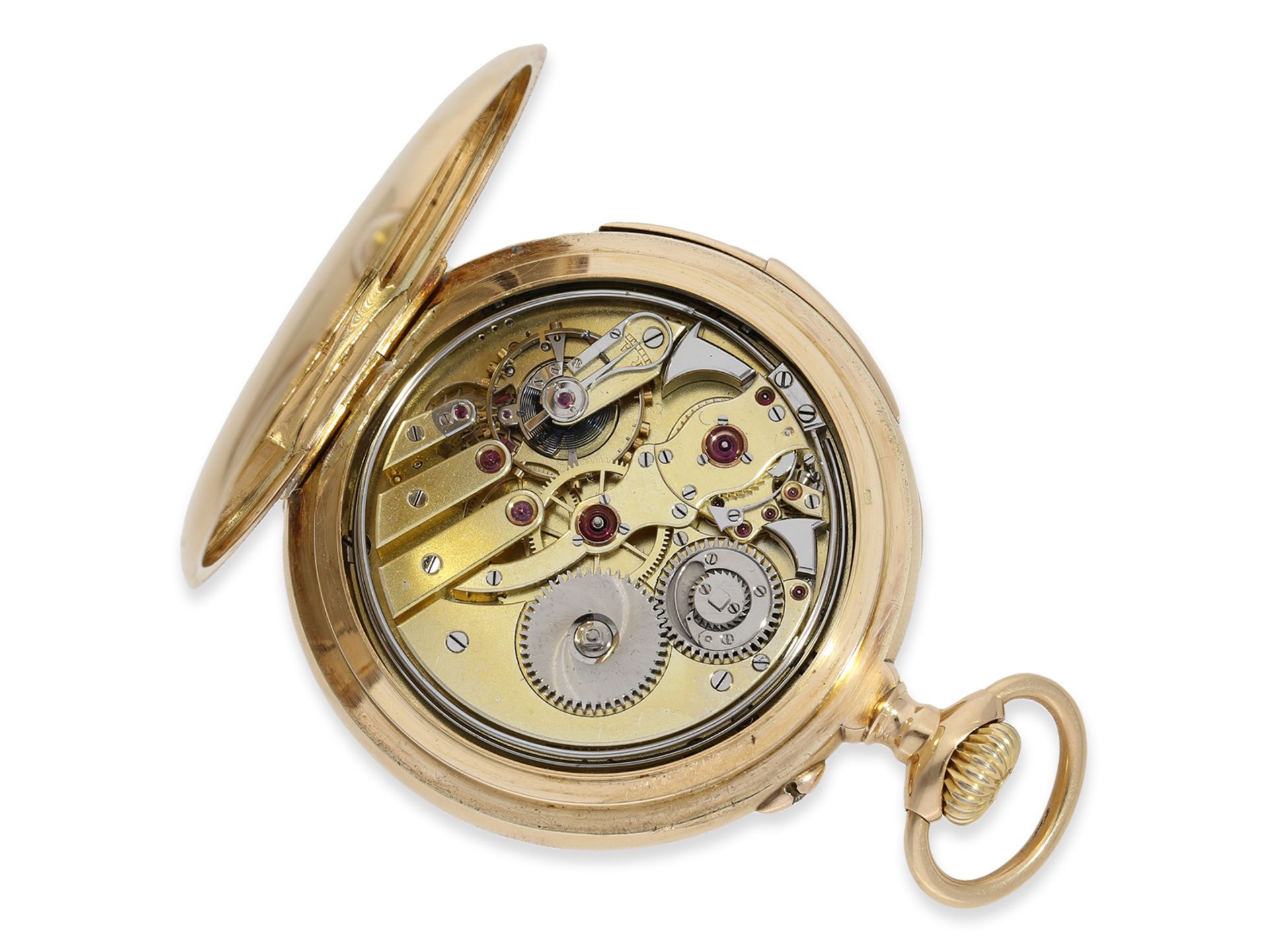 Taschenuhr: exquisite, große rotgoldene Taschenuhr mit Minutenrepetition, hochfeines Kaliber, Schwei - Bild 2 aus 4