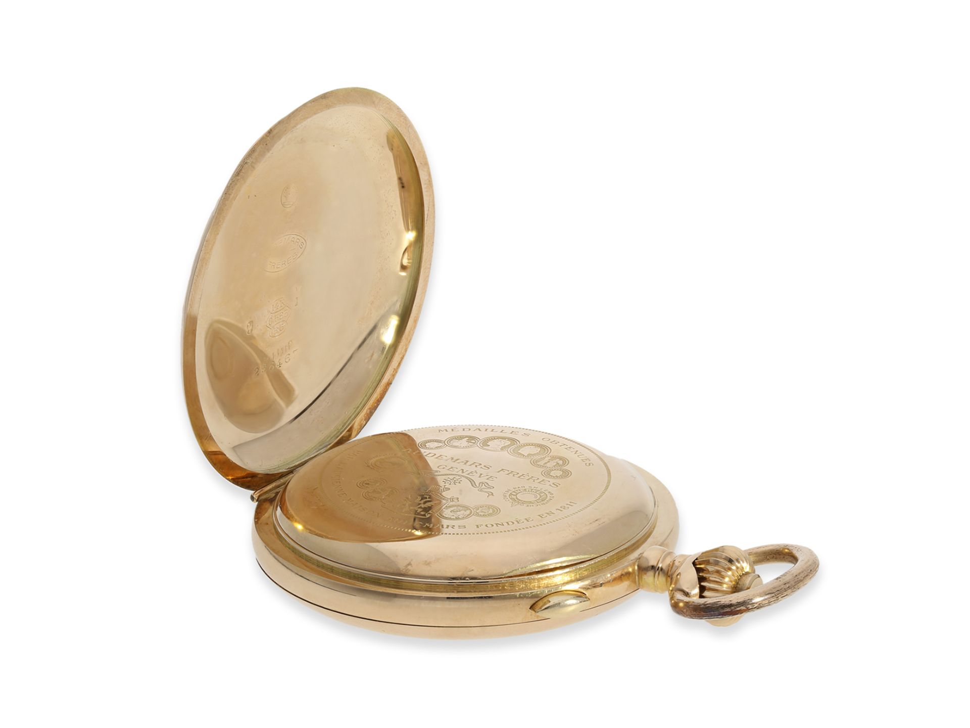 Taschenuhr: imposante Goldsavonnette mit Repetition und Chronograph, Audemars Freres Geneve No.29646 - Bild 5 aus 8